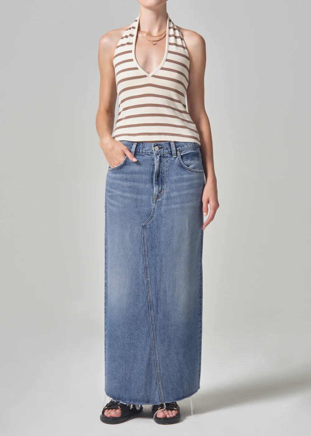 Circolo Reworked Maxi Skirt | Vintage-Inspired Flowy Long Skirt for Women | Boho Chic Fashion | Perfect for Beach, Music Festivals & Summer Outfits