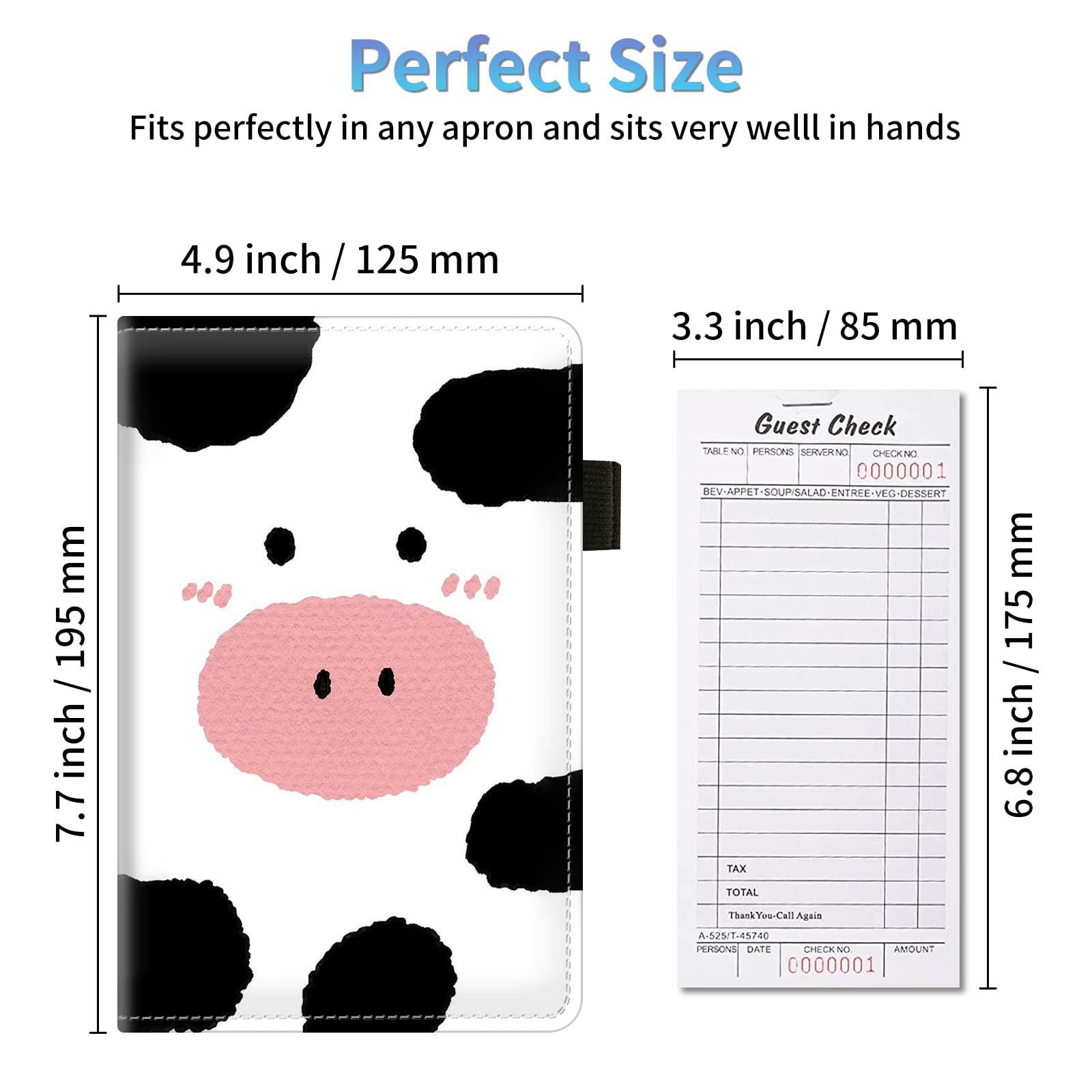 Premium PU Leather Server Book Organizer for Waitresses - Waiter Notebook with Pen Holder & Card Slots - Ideal for Restaurant, Cafe, and Hospitality Service Use
