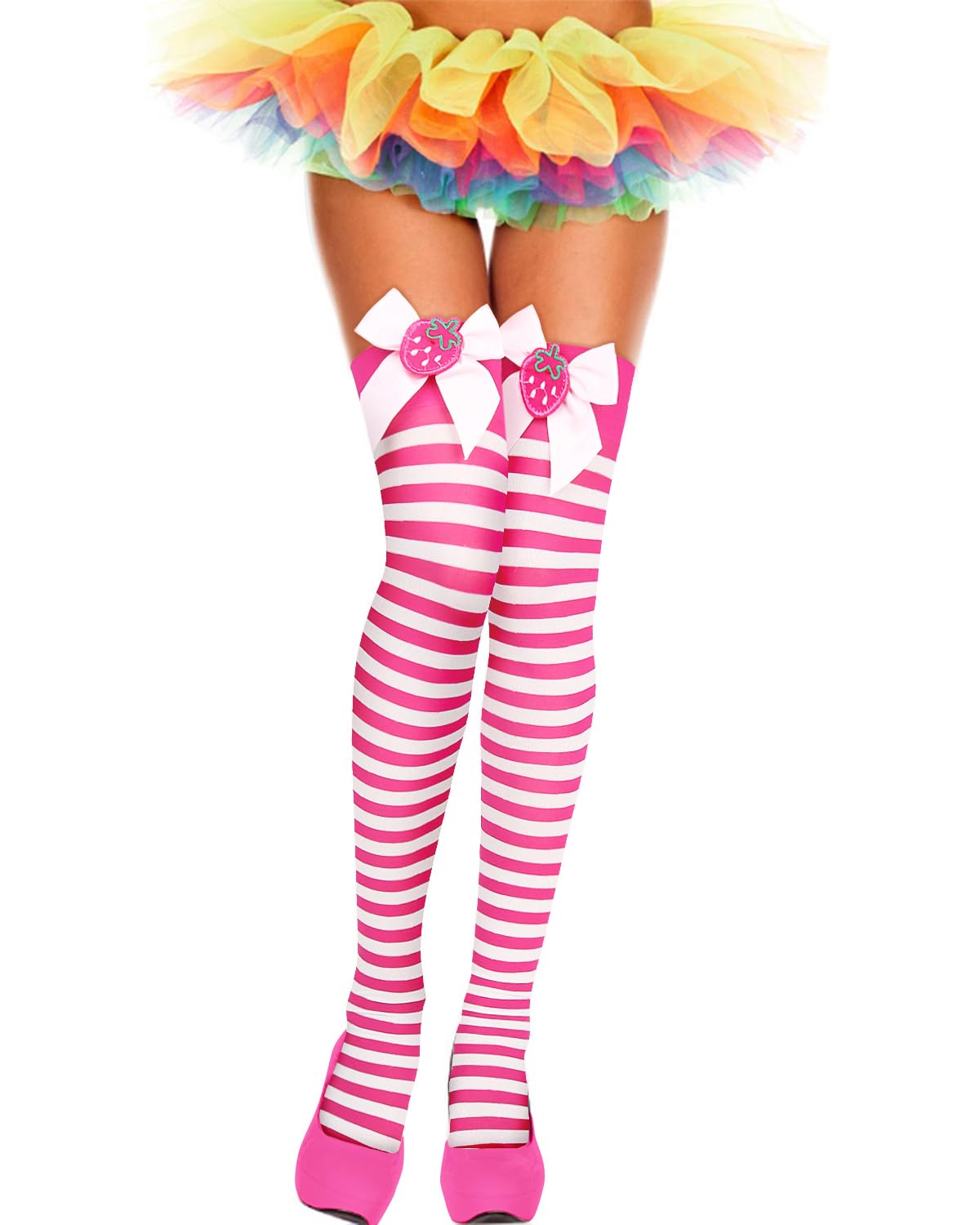 Benefeet Women's Thigh High Socks - Argyle Striped Over Knee Stockings for Party & Cosplay