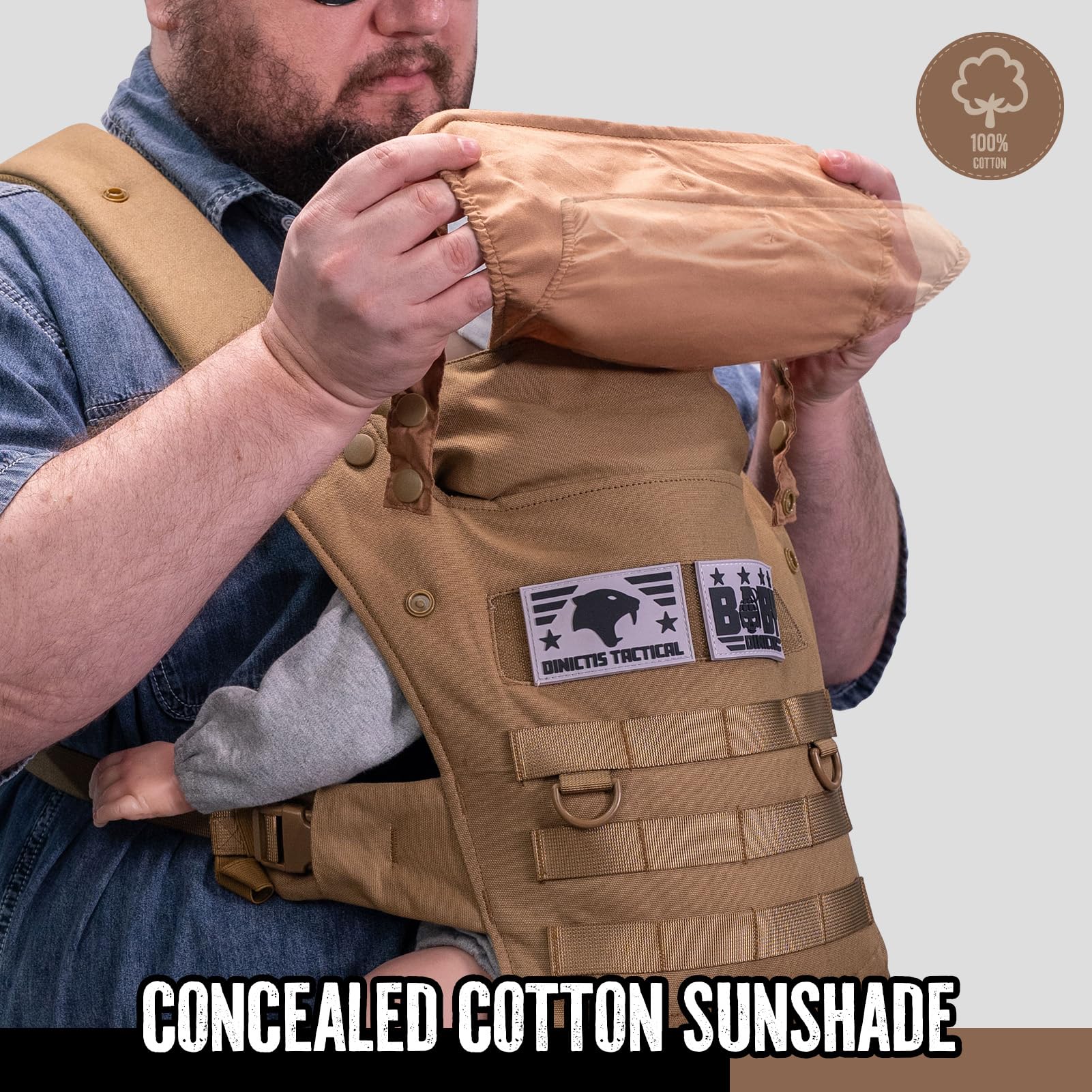 Ergonomic Baby Carrier for Infants to Toddlers (8-33 lbs) - Lightweight Military-Grade Design with Lumbar Support for Parents - Coyote Brown - Perfect for Hiking, Travel and Everyday Parenting