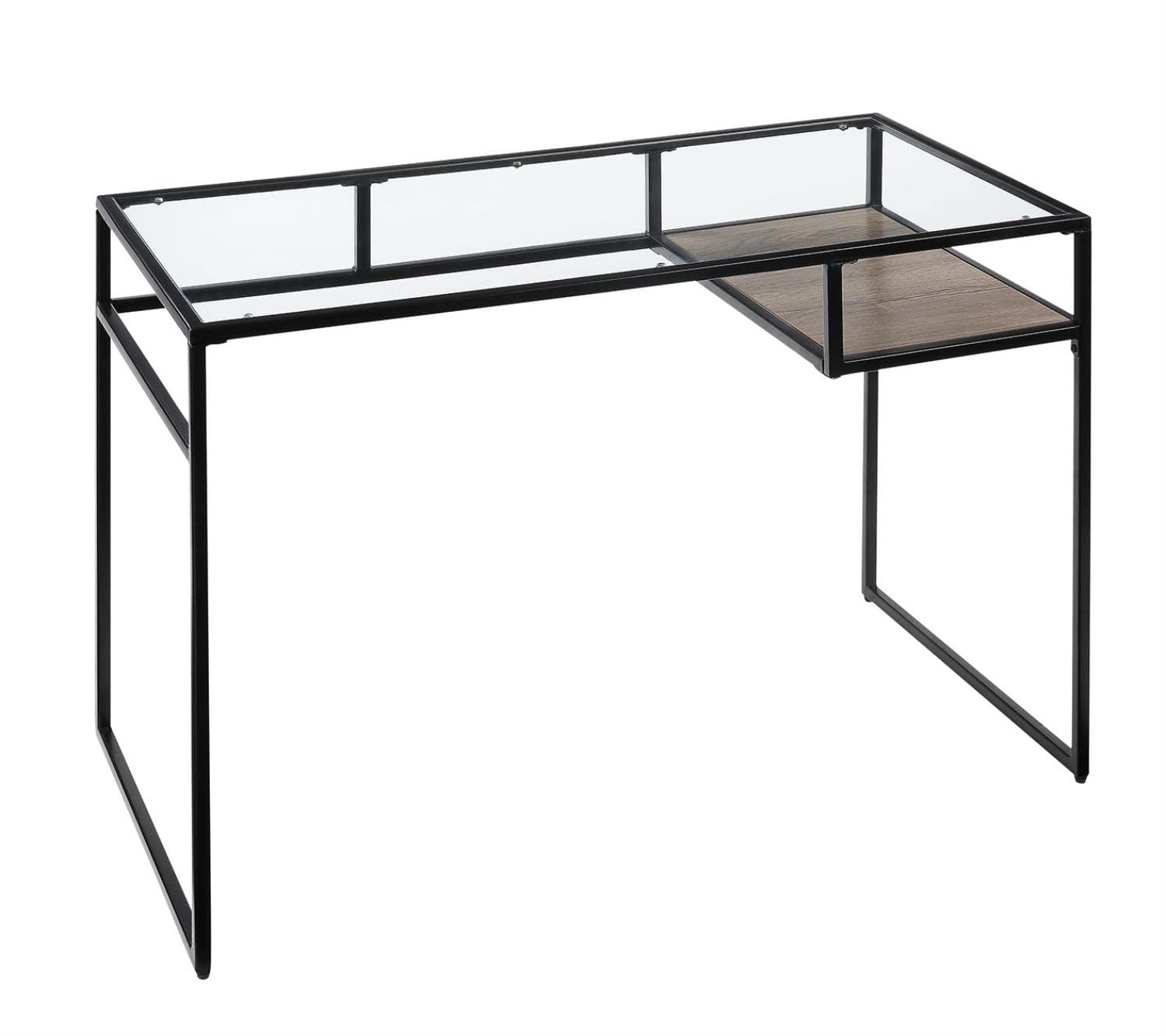 ACME Furniture Yasin Modern Glass Top Desk - Black Home Office Desk for Small Spaces, Study & Workstation Setup
