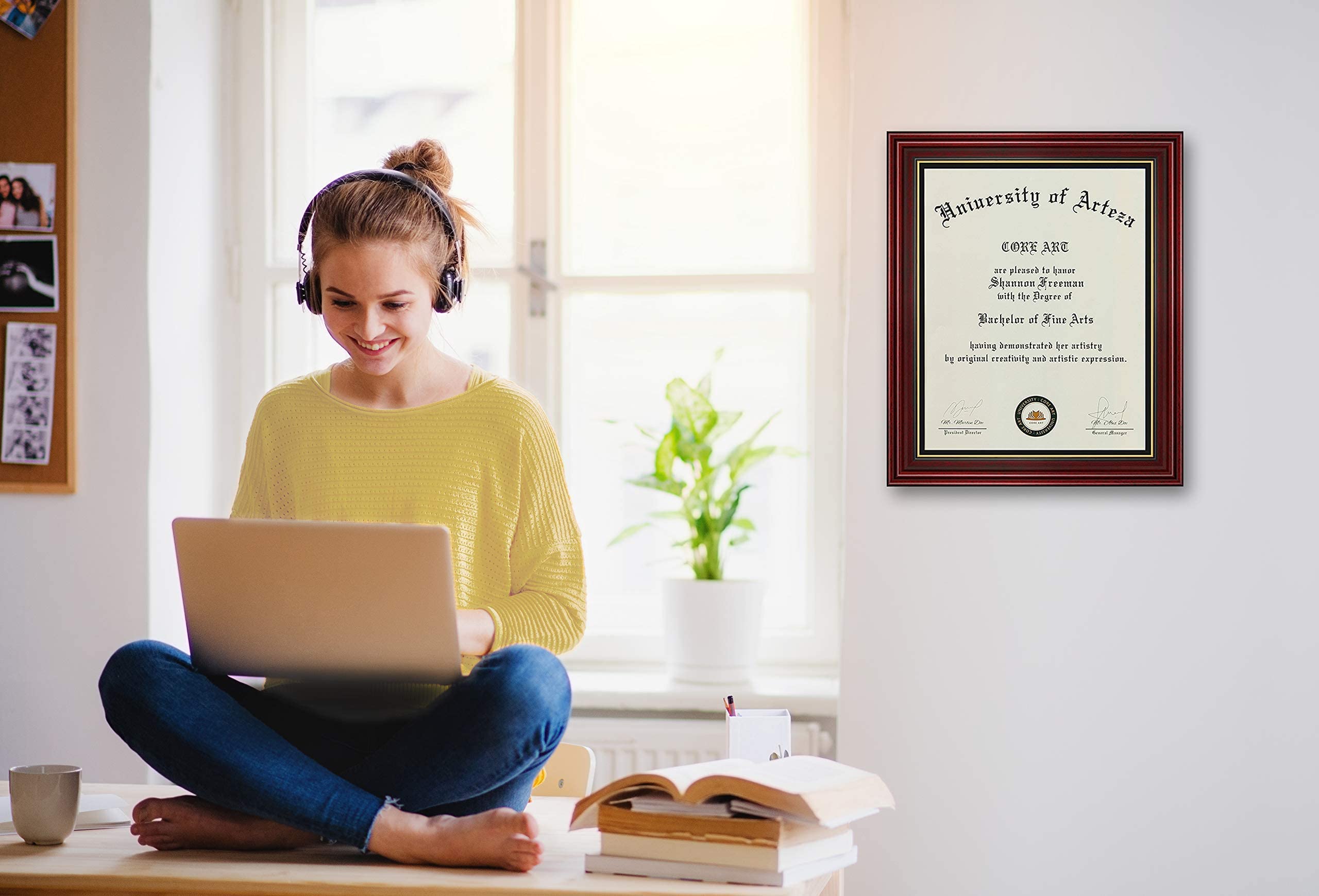 Premium Cherry & Chocolate Diploma Frames with Black Gold & Blue Gold Mats - Set of 2 for Graduation, Office Decor & Wall Display