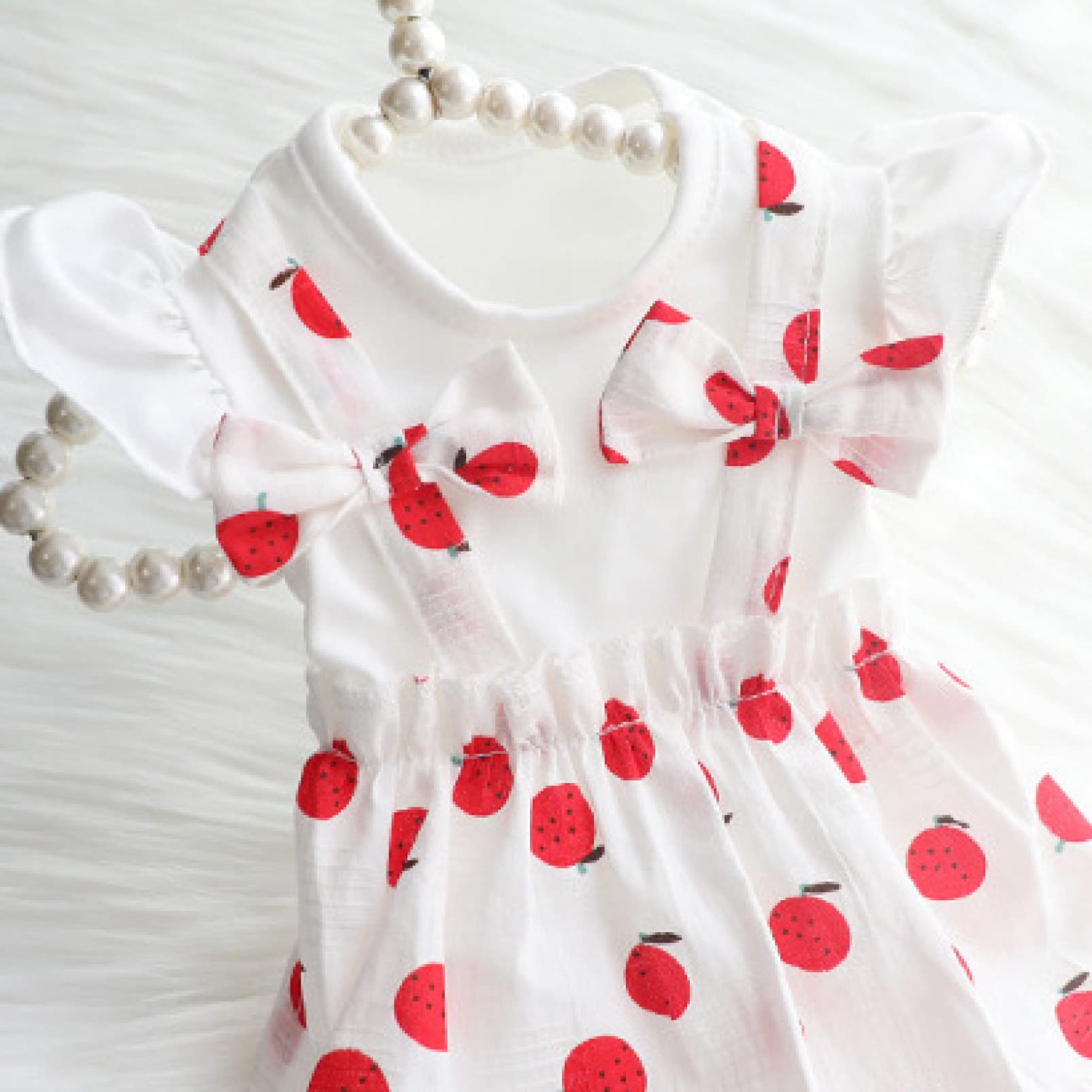 Strawberry Print Dog Dresses with Bow Knot - Cute Small Dog Clothes for Spring & Summer | Perfect for Puppy Parties, Outdoor Walks & Photo Shoots