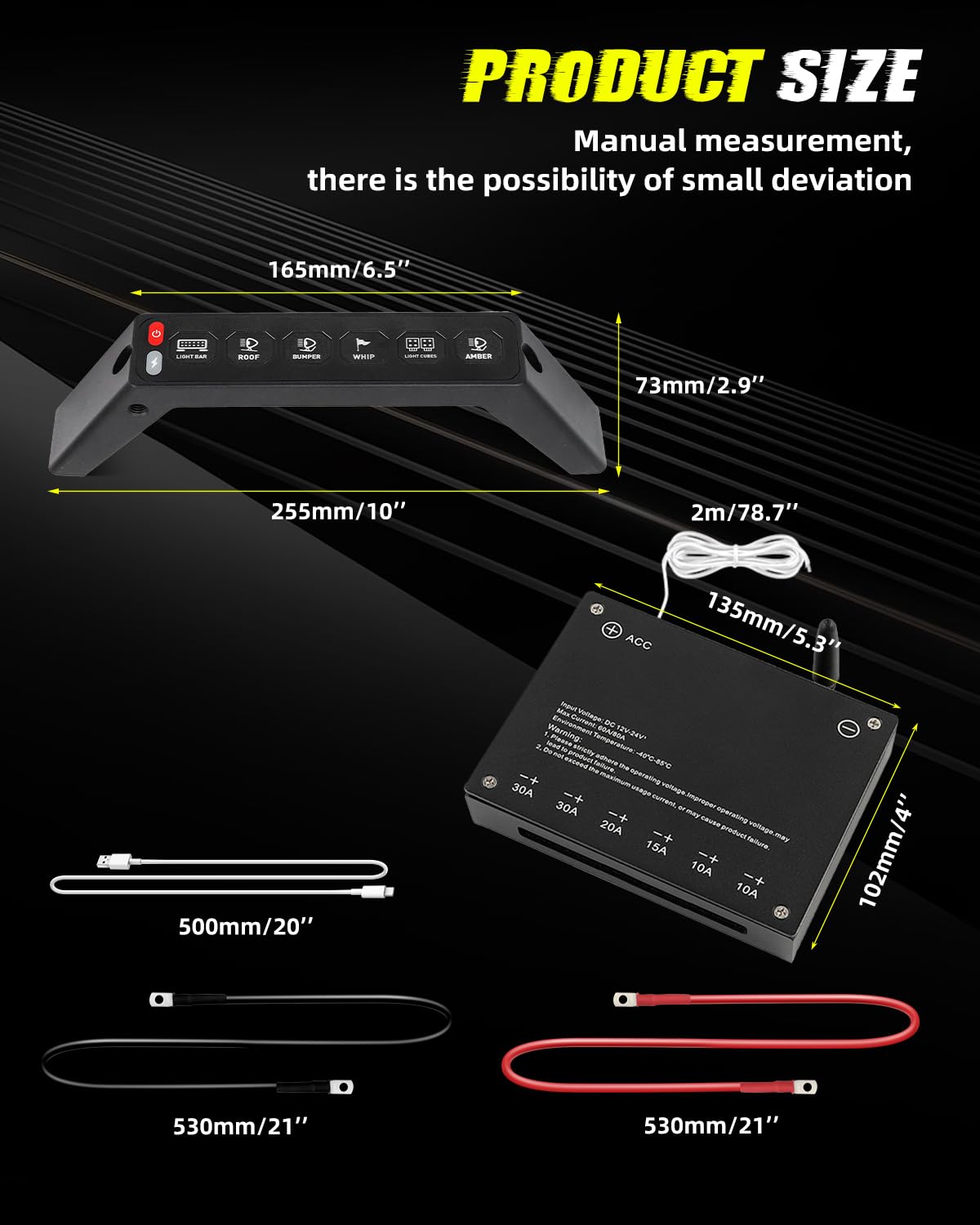 CO LIGHT 2018-2024 Jeep Wrangler JL Grab Handle 6-Gang Wireless Switch Panel with ACC Control, Solid State Relay & Type-C Charging - Perfect for Off-Roading, Camping & Strobe Light Control