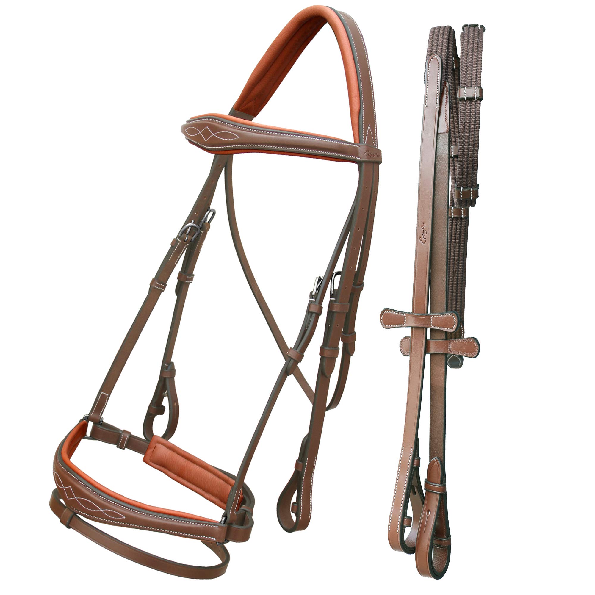 Premium Horse Dressage Bridle with Soft Padded Anatomic Crank Noseband & Reins - Comfortable Equestrian Training Gear for Dressage, Jumping & Show Riding