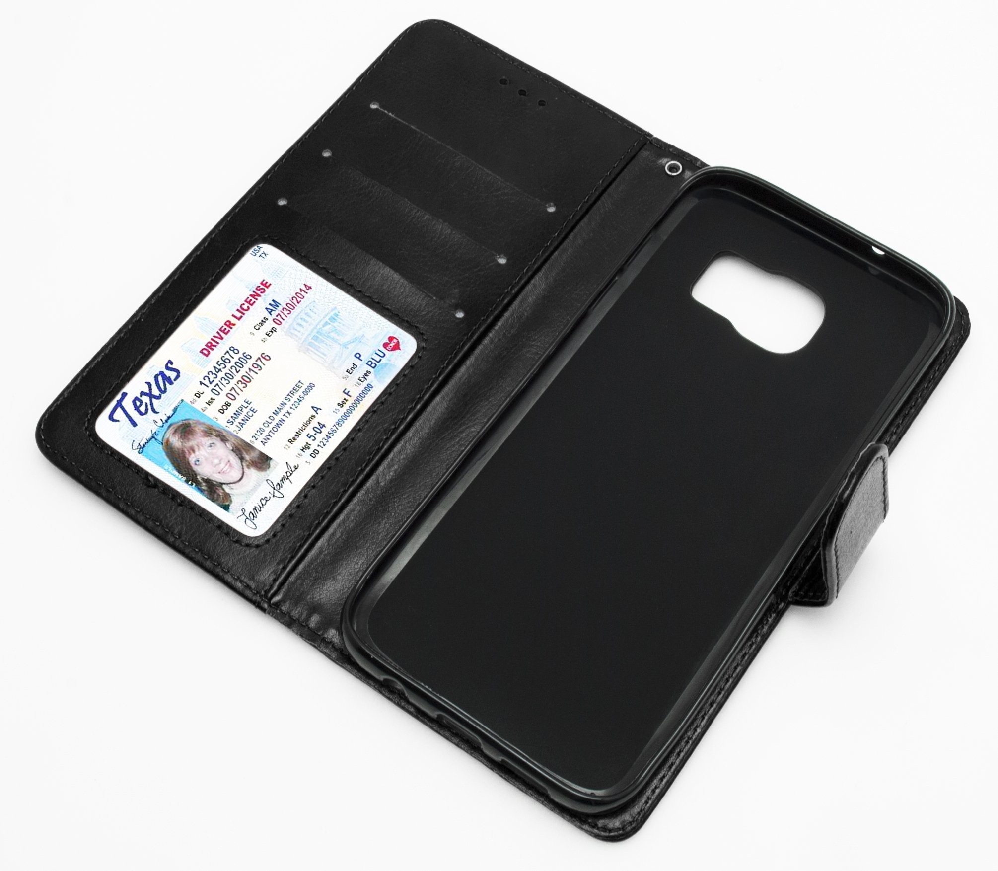 Samsung Galaxy S7 Wallet Case - Premium PU Leather Flip Cover with Credit Card Slots | Stylish Black Design for Samsung Galaxy S7 | Perfect for Business, Travel & Everyday Use