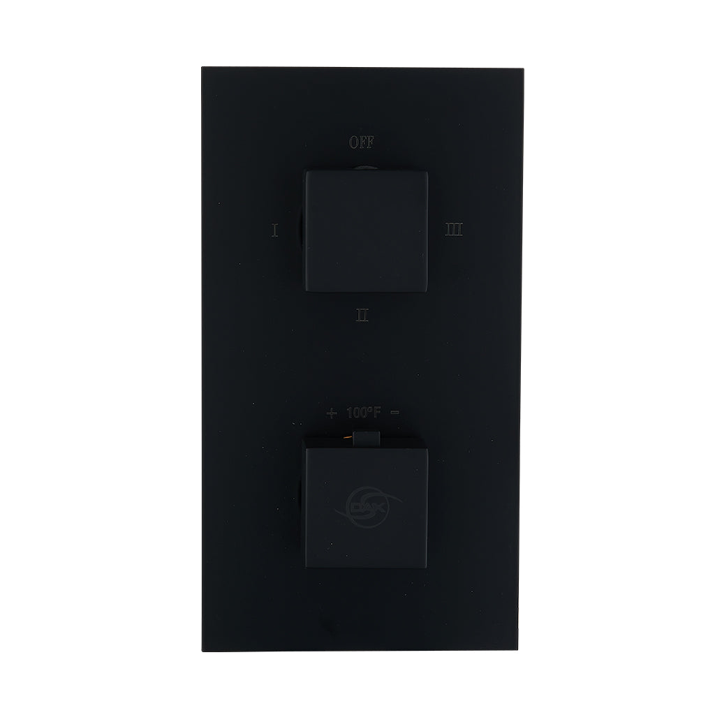 DAX 1054 SQ BL Thermostatic Shower Mixer Valve - 2/3 Function Diverter, Matte Black Finish for Modern Bathroom | Concealed Installation, Temperature Control, Luxury Bath Experience