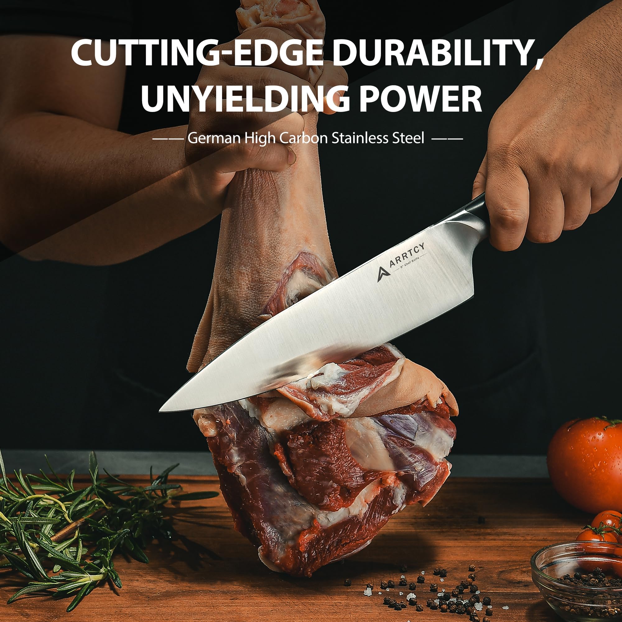 15-Piece High Carbon Stainless Steel Knife Set with Block & Sharpener - Ultra Sharp Chef Knives for Kitchen - Dishwasher Safe, Ergonomic Triple Rivet Handle - Perfect for Cooking, Slicing, Meal Prep & Professional Chefs