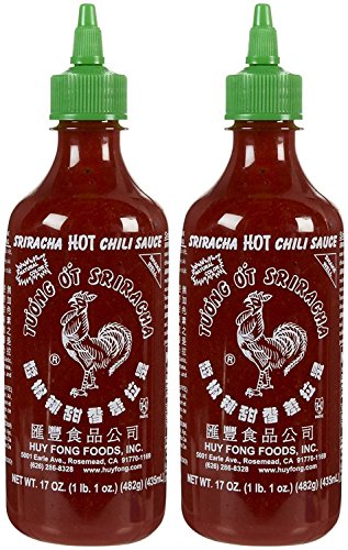 Huy Fong Sriracha Hot Chili Sauce - 17 Oz (2 Pack) - Premium Thai Chili Sauce for Cooking, Pho, Ramen & Asian Dishes - Perfect for Home Kitchens & Restaurants