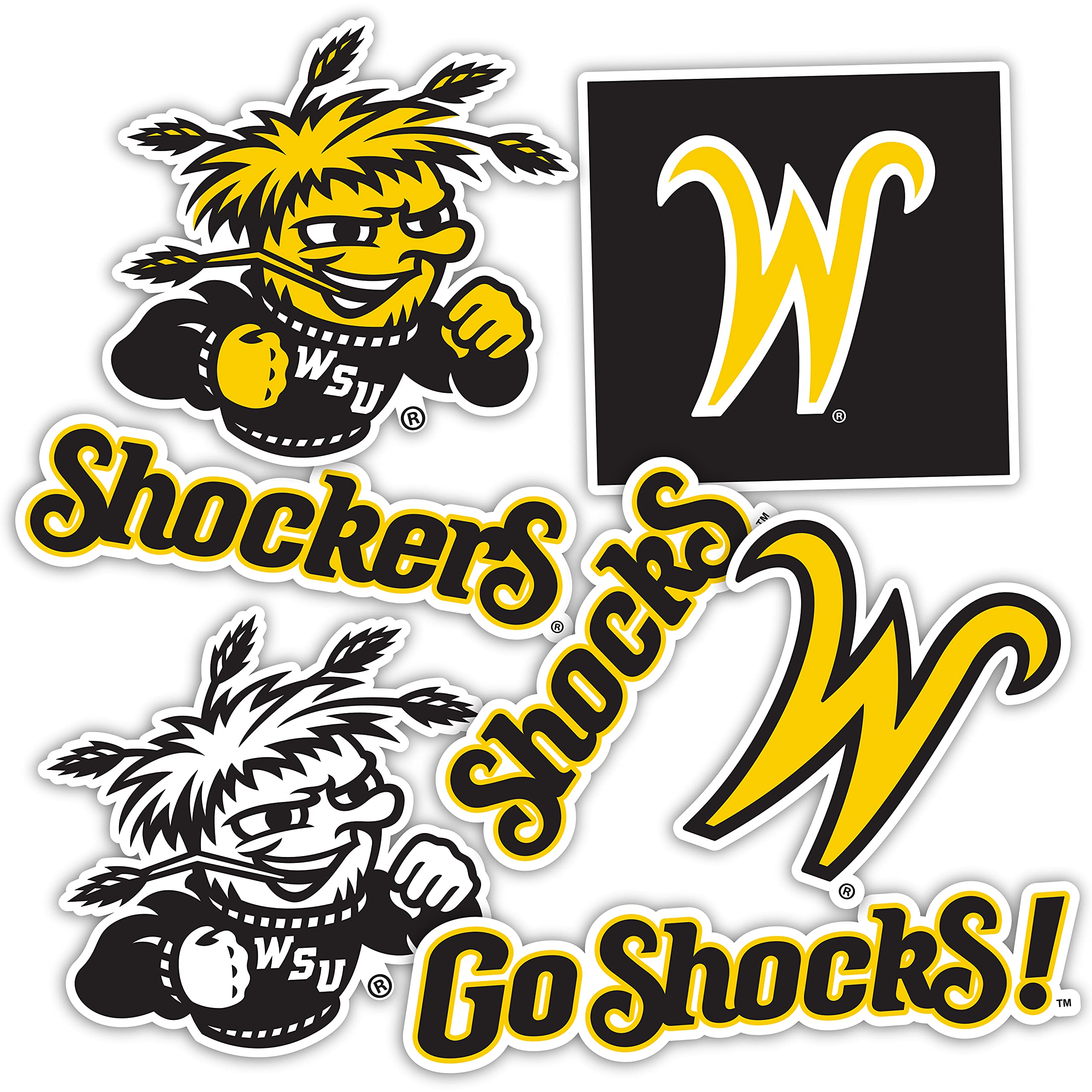 Wichita State University WSU Shockers Desert Cactus Vinyl Sticker Decal Set - 13.46x10.94 Inch Sheet for Laptop, Water Bottle, Car, Scrapbook - Perfect for School Spirit, College Pride & Fan Gifts