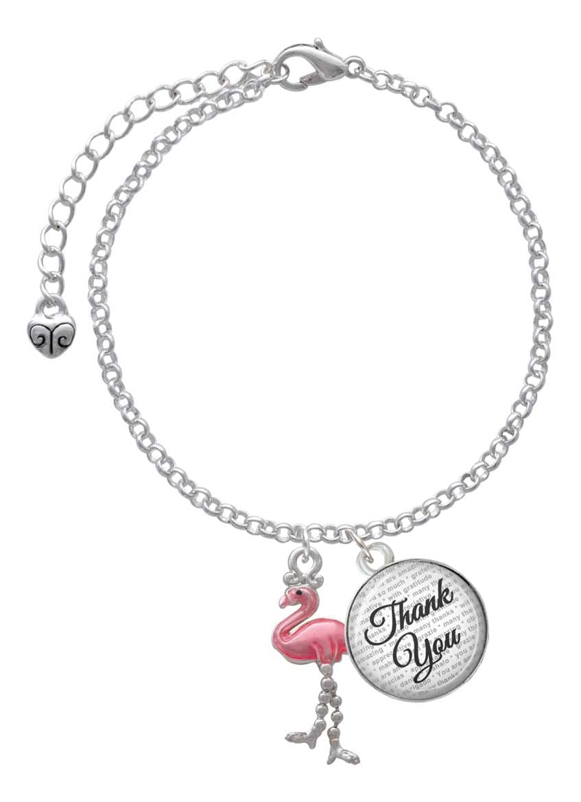Delight Jewelry Silvertone Flamingo Charm Bracelet with Dangle Legs - Adjustable 6