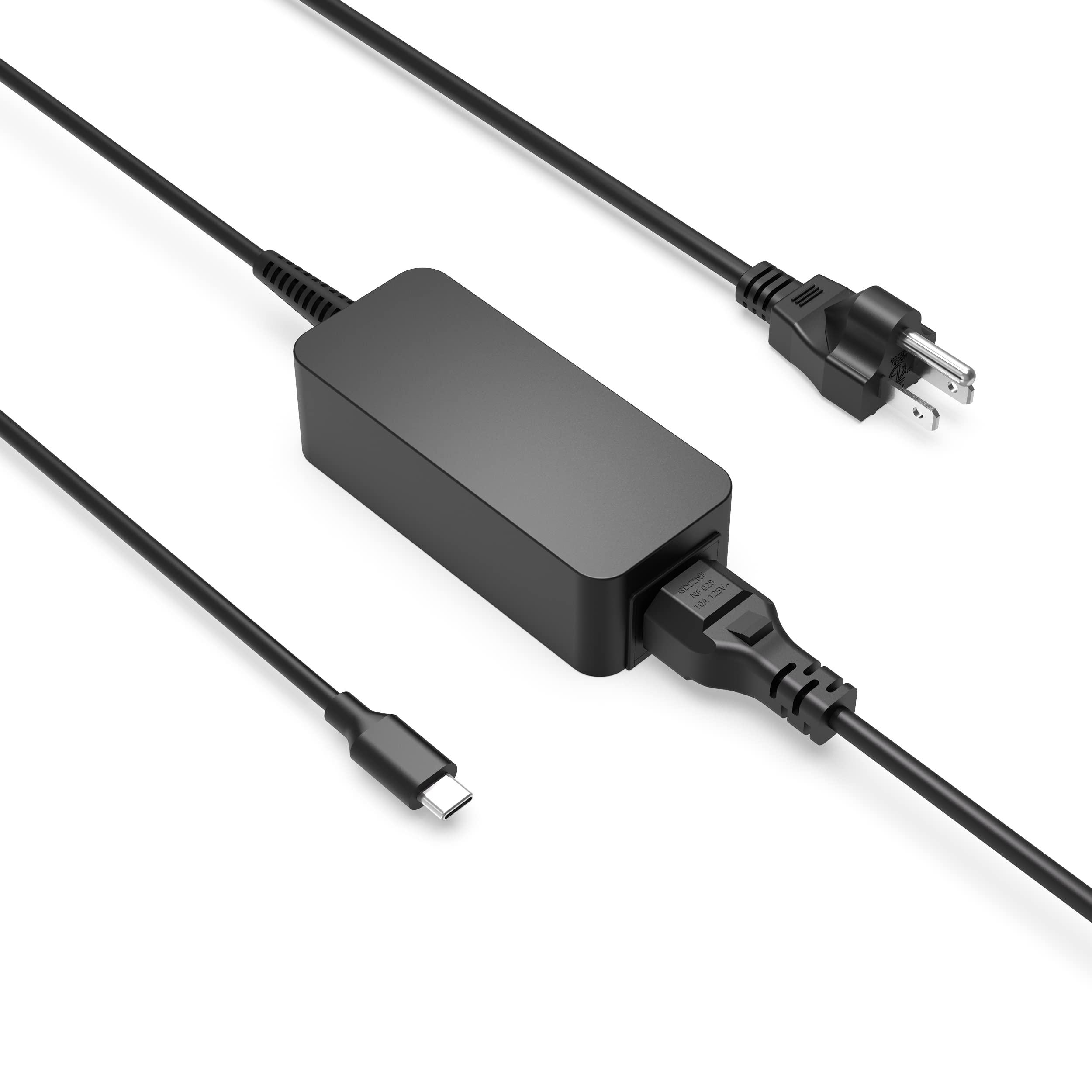 45W USB C Fast Charger for HP Lenovo Asus Acer Dell Samsung Google Chromebook Laptops - UL Listed with 3-Pin Plug & 10Ft Extended Power Cord | Lightweight Portable Design for Home, Office & Travel Use