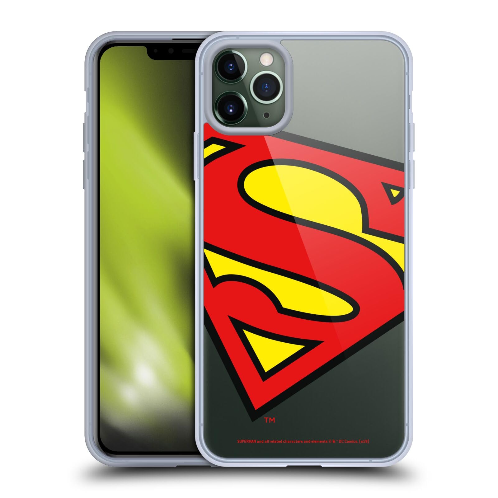Officially Licensed Superman DC Comics Oversized Logo Soft Gel Case for Apple iPhone 11 Pro Max - Durable Protection with Superhero Style - Perfect for Fans, Daily Use & Gift Giving