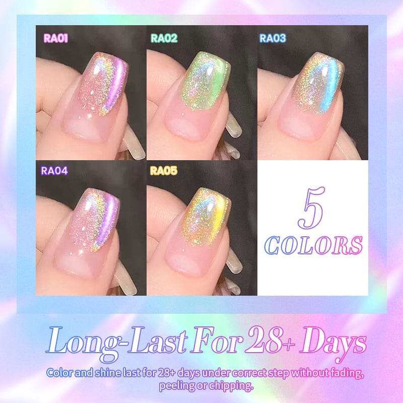 Auroras Rainbow Cat Magnetic Gel RA02 - 10ml Nail Polish for Gel Manicure - Perfect for Nail Art, DIY Home Manicure & Gift Giving