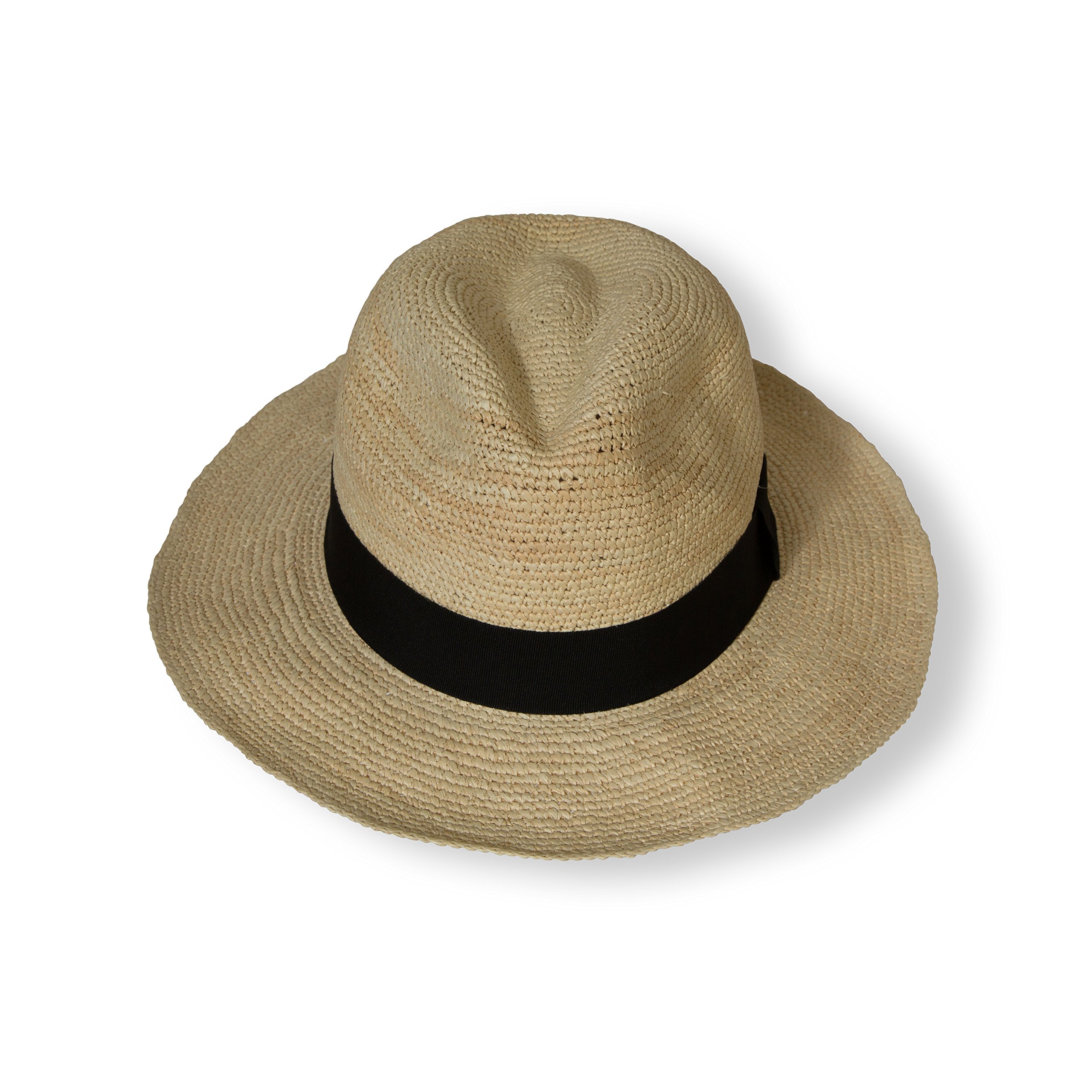 Tumia Natural Straw Crochet Beach Hat with Black Band - Breathable Sun Hat for Women, Summer Vacation, Pool Party, and Outdoor Activities