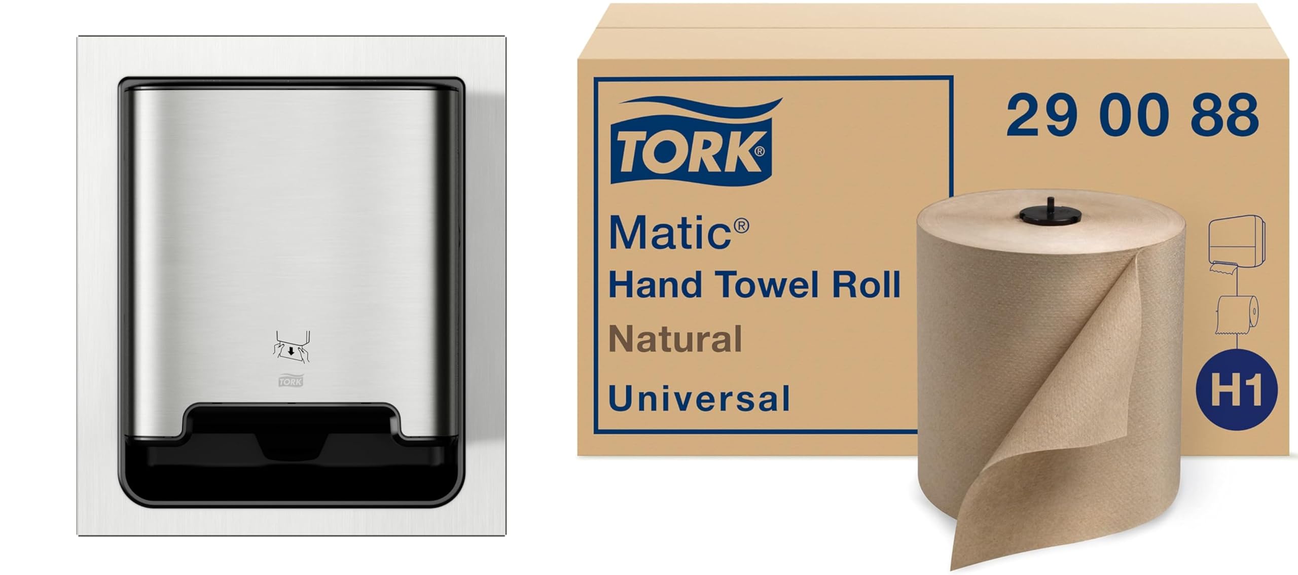 Tork Paper Hand Towel Dispenser - Stainless Steel H1 with Refill - Universal Hand Towel Roll (Pack of 6) for Restaurants, Offices & Commercial Use