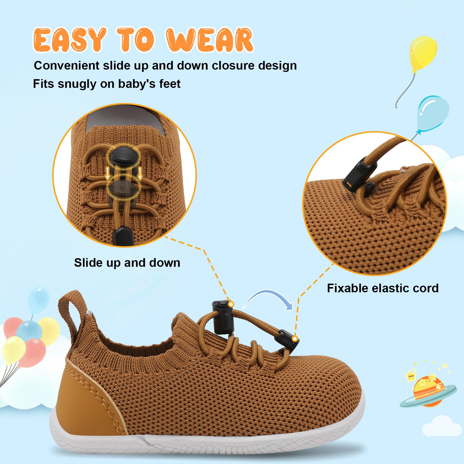 FEETCITY Baby Walking Shoes for Boys & Girls - Breathable Lightweight Slip-On Sneakers for Infants & Toddlers | First Steps, Playtime & Everyday Wear