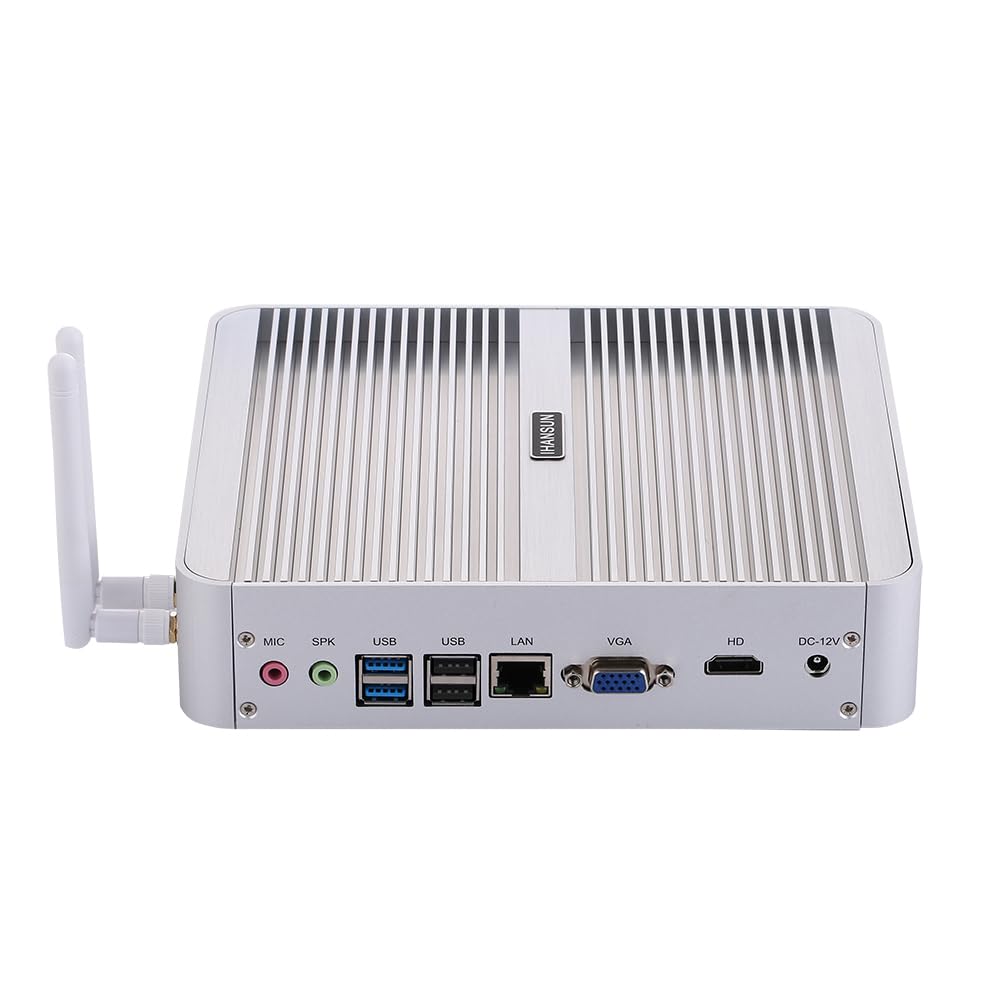 HUNSN Fanless Mini PC - Intel Core i5 1235U, 64GB RAM, 256GB SSD + 1TB HDD, Windows 11/Linux Ubuntu, HDMI/VGA, 8 USB Ports - Compact Desktop Computer for Home Theater, Office Work & Gaming