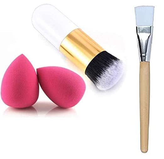 Premium AIR BEAUTY Foundation Brush Set - Includes Face Bleach Brush & 2 Blender Puffs (4-Piece Makeup Kit) for Flawless Liquid & Powder Application - Perfect for Professional Makeup Artists & Home Beauty Routines