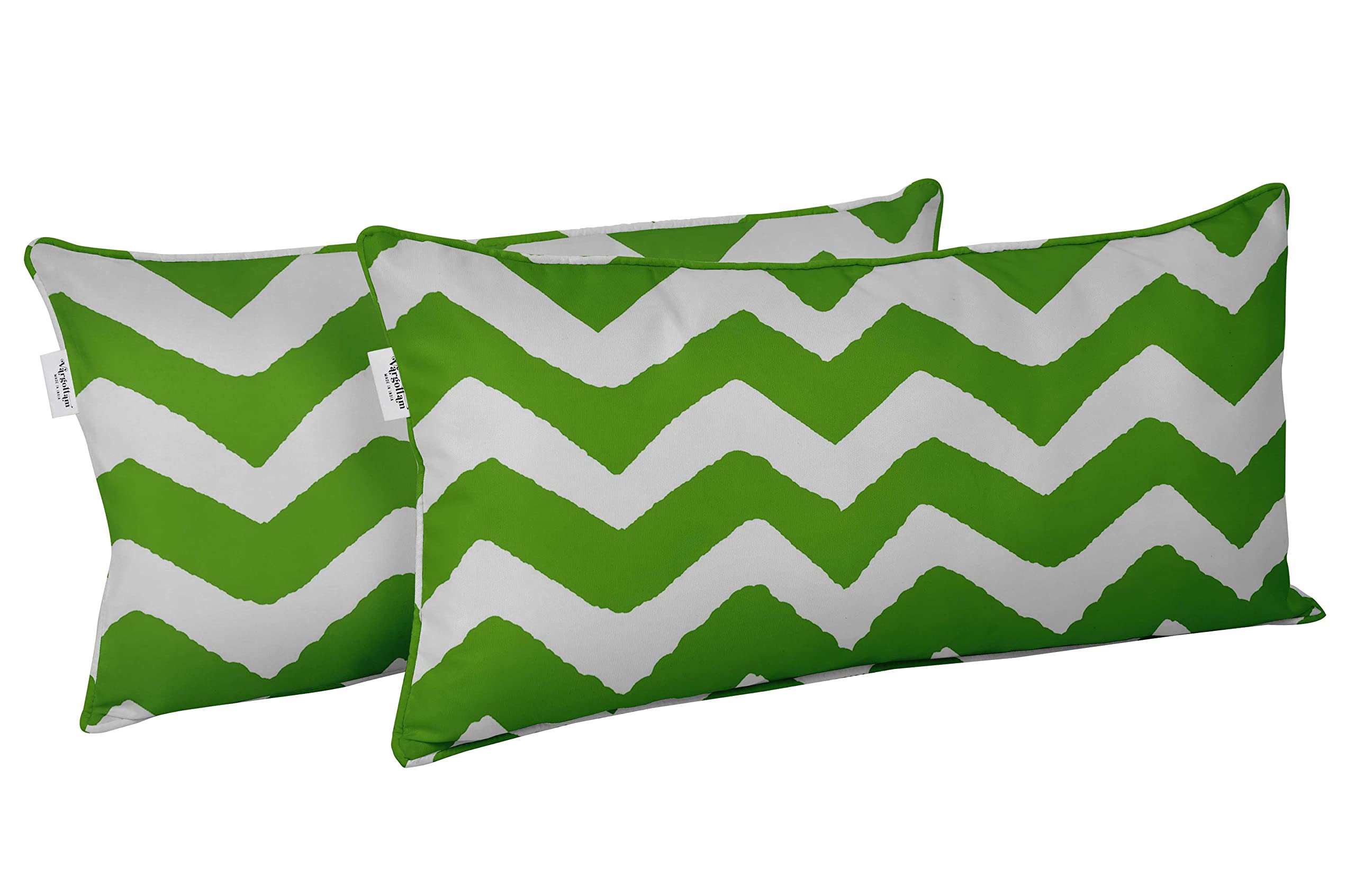 Waterproof Polyester Lumbar Pillow Covers Set of 2 (16x24 Inches) - Indoor Outdoor All-Weather Decorative Cushion Cases for Sofa, Patio Furniture & Home Decor - Chevron Pattern Design
