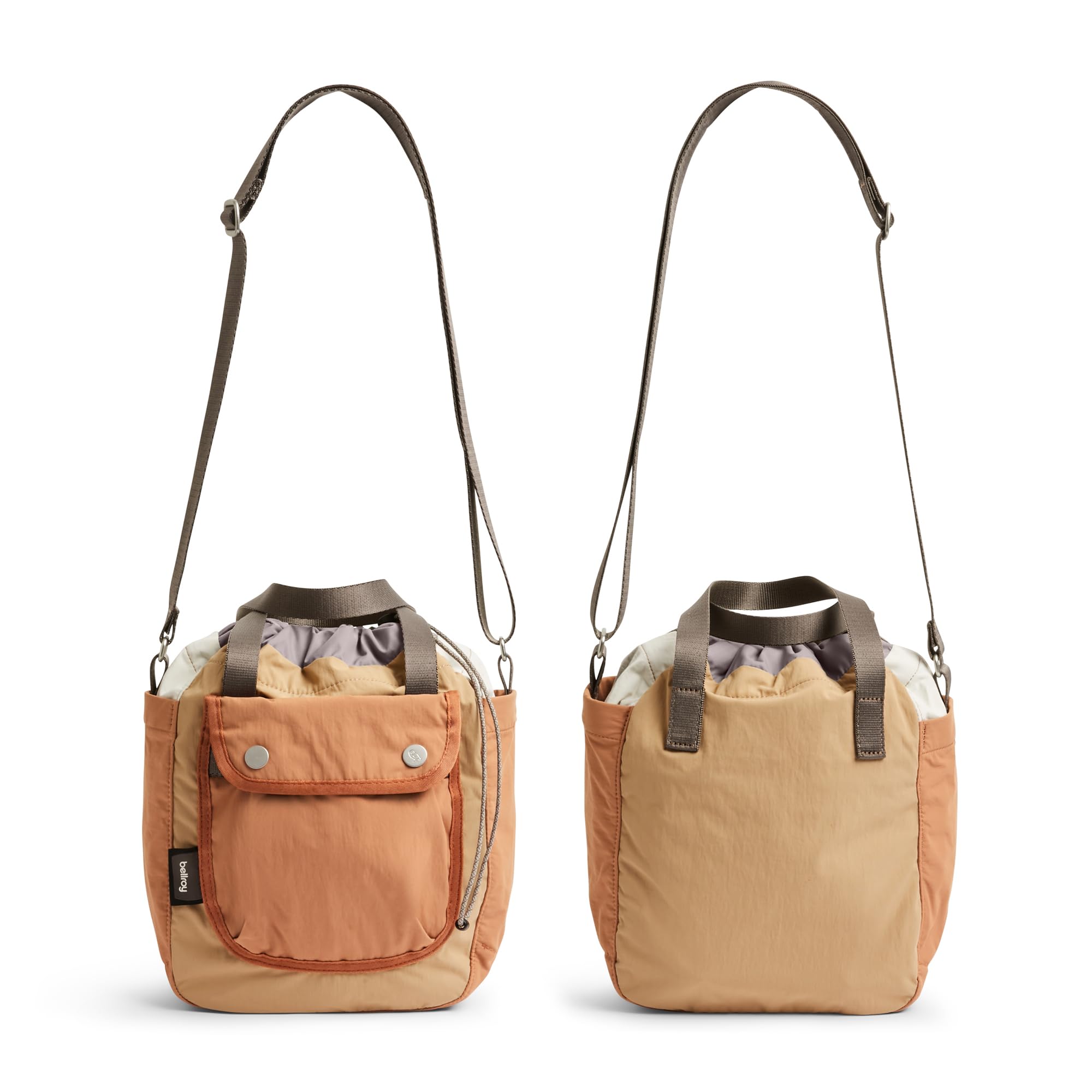 Bellroy Cinch Bucket Bag - 9L Compact Lightweight Crossbody Bag with External Pockets & Internal Zip Pocket, Adjustable Shoulder Strap, 3-Way Carry - Perfect for Travel, Commuting & Everyday Use - Sand Dune