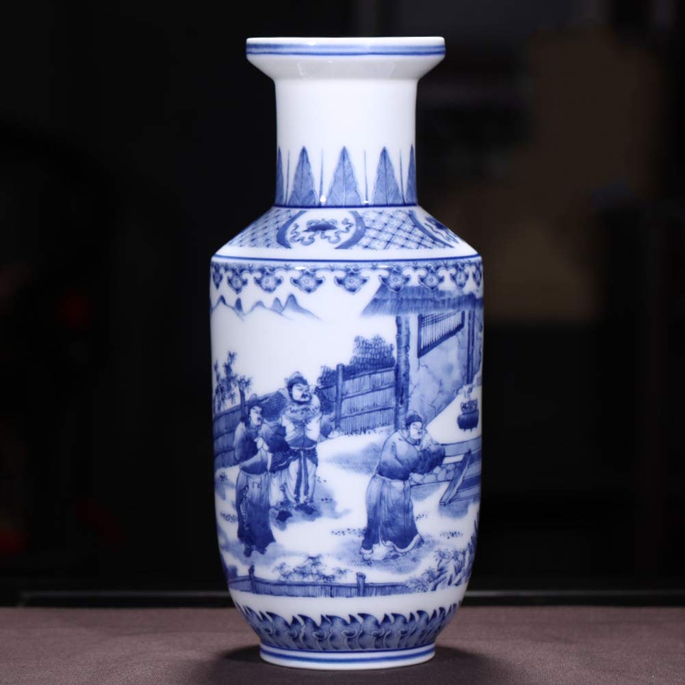 Antique Chinese Blue and White Porcelain Vase - Classic Floral Design, Traditional Ceramic Decorative Vase, 25cm Height x 11cm Diameter - Perfect for Home Decor, Wedding Centerpiece, and Asian-Inspired Interior Design