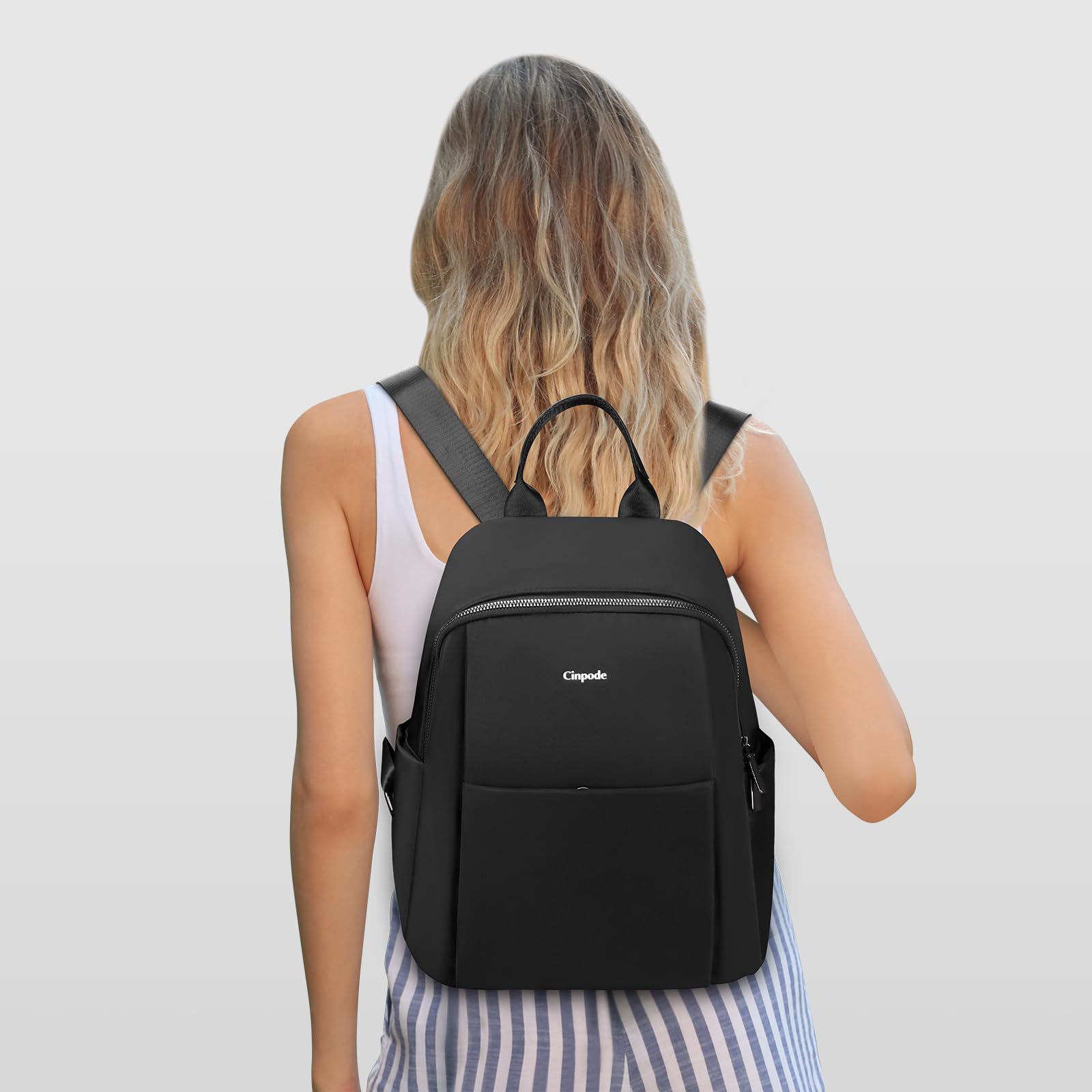Mini Backpack for Women - Waterproof Nylon Travel Backpack with Anti-Theft Design & Multiple Pockets - Small Casual Daypack Shoulder Bag Purse for Work, School, Hiking & Daily Use (Black)