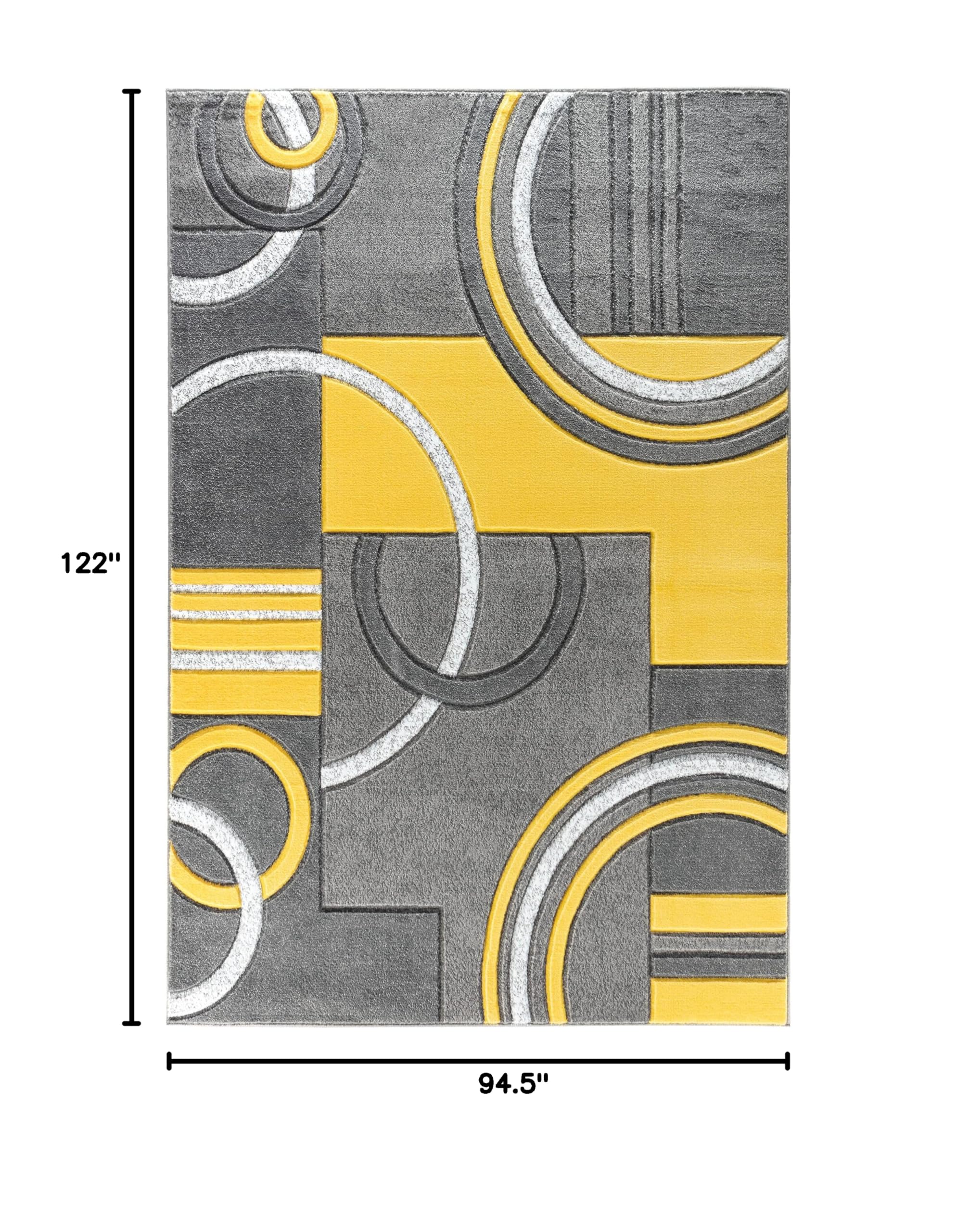 Premium Soft Hand Carved Modern Area Rug - 8x10 Fluffy Contemporary Floor Carpet for Living Room, Dining Room & Bedroom - Yellow (Indoor Home Decor, Cozy Comfort, Stylish Accent)