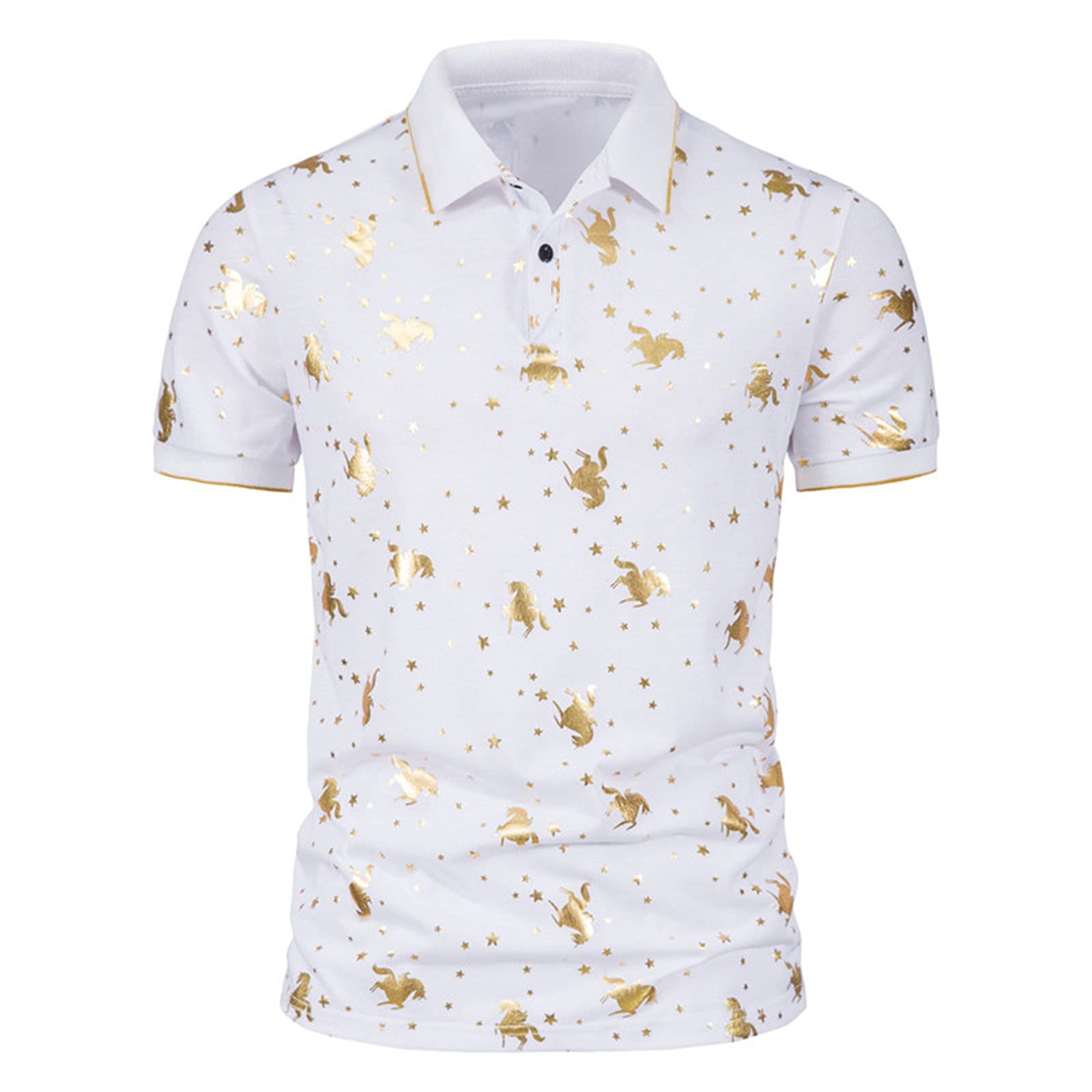 Men's Short Sleeve Lapel T-Shirt - Summer Casual Sky Print Tee for Workout & Bronzing | Gym, Beach & Outdoor Activities