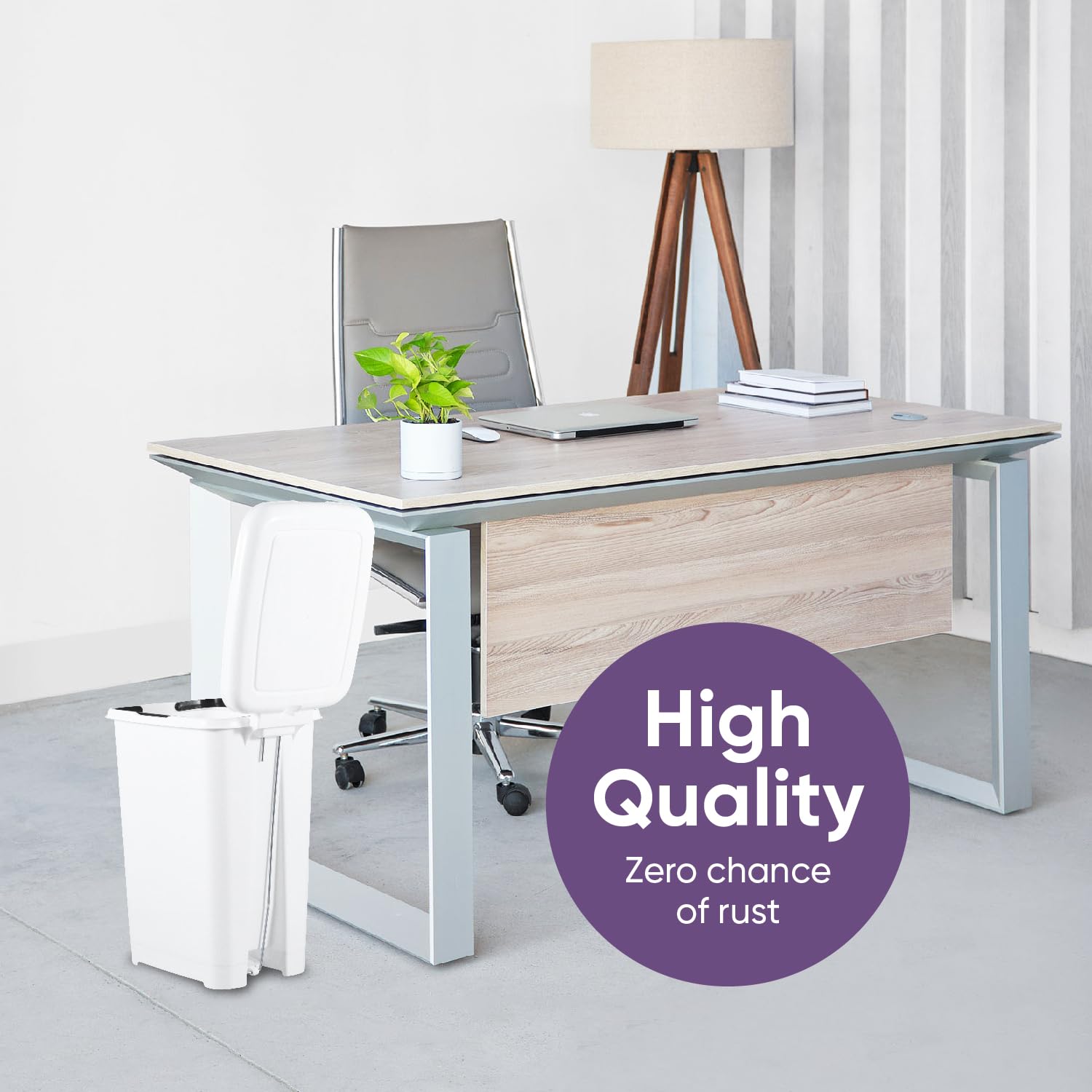 Superio 2.5 Gallon Slim Step-On Trash Can with Lid - Compact Plastic Garbage Bin for Bathroom, Kitchen, Office, Under Desk, Bedroom & Dorm - Space-Saving White Wastebasket for Small Spaces & Tight Corners - Perfect for Home, Office & College Dorm Use