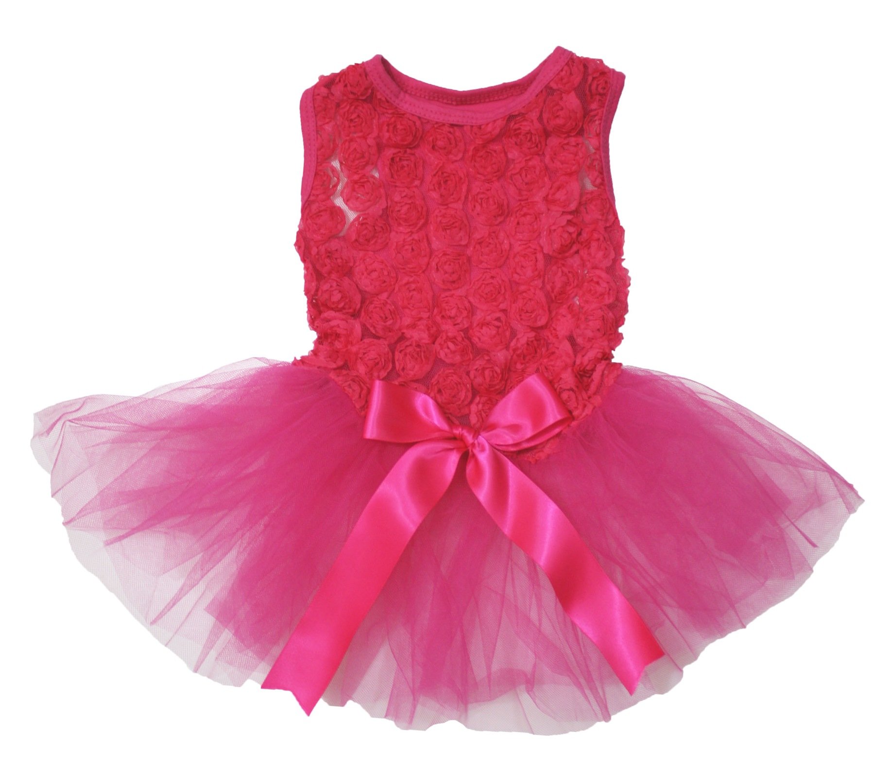 Petitebella Floral Print Tulle Tutu Puppy Dog Dress for Small Dogs - Hot Pink, Medium Size | Perfect for Birthday Parties, Photo Shoots & Special Occasions
