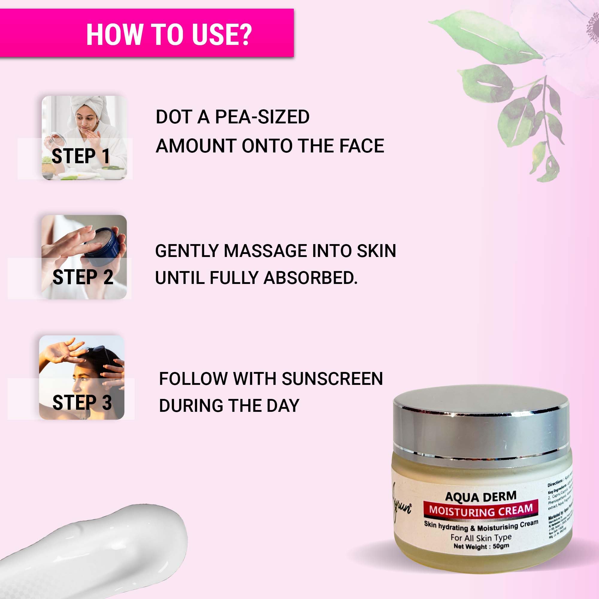 Aysun Aqua Derm Moisturizing Cream for Dry Skin - 50g Hydrating Face & Body Lotion - Perfect for Daily Skincare Routine & Post-Sun Care