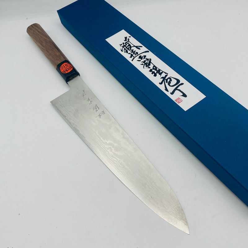Premium Shigeki Tanaka VG-10 Damascus Wa Gyuto Japanese Chef Knife 240mm - High Carbon Stainless Steel Blade for Professional Cooking, Sushi, and Meat Slicing