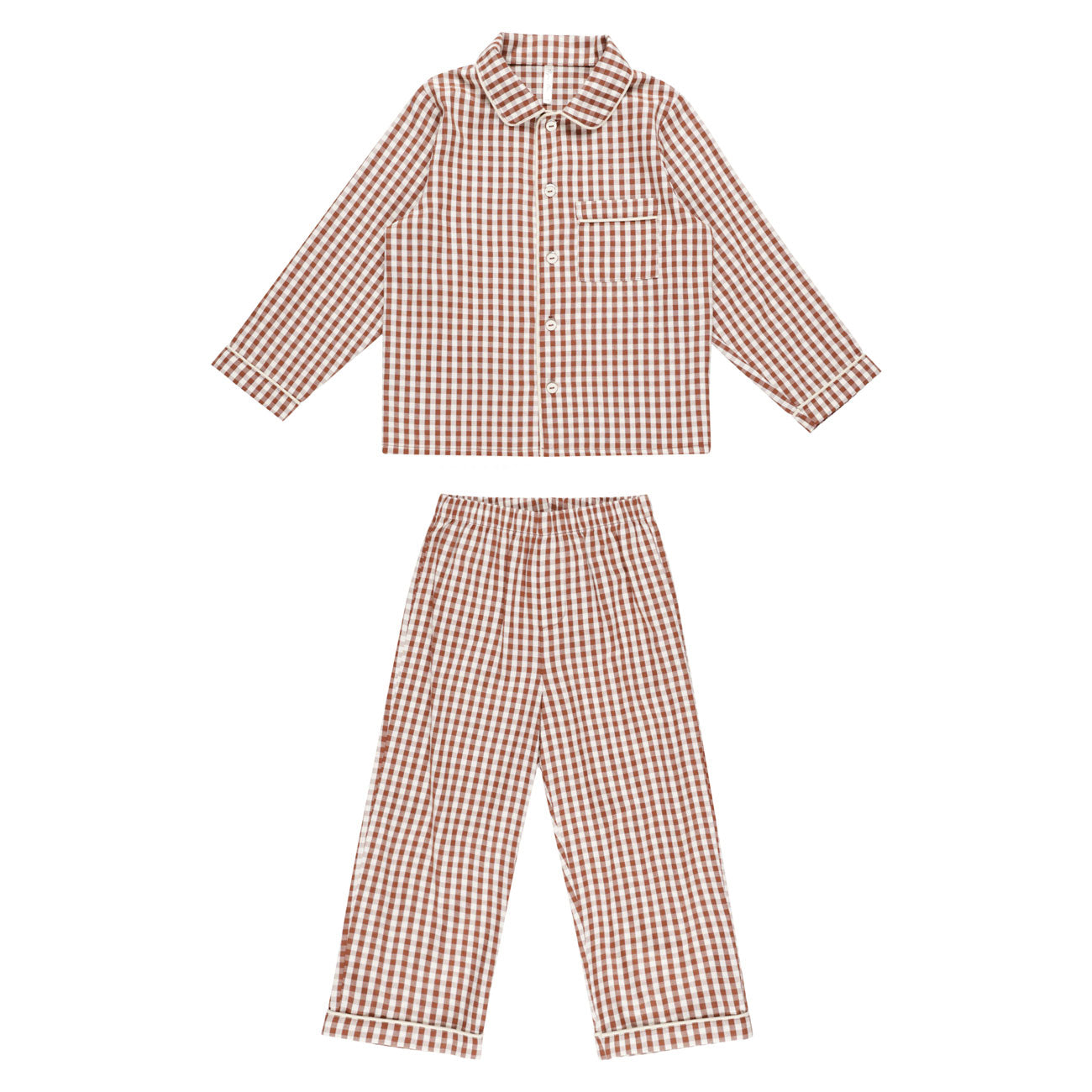 Cozy Long Sleeve Pajama Set - Classic Brick Gingham Print - Final Sale - Perfect for Winter Nights & Relaxing at Home