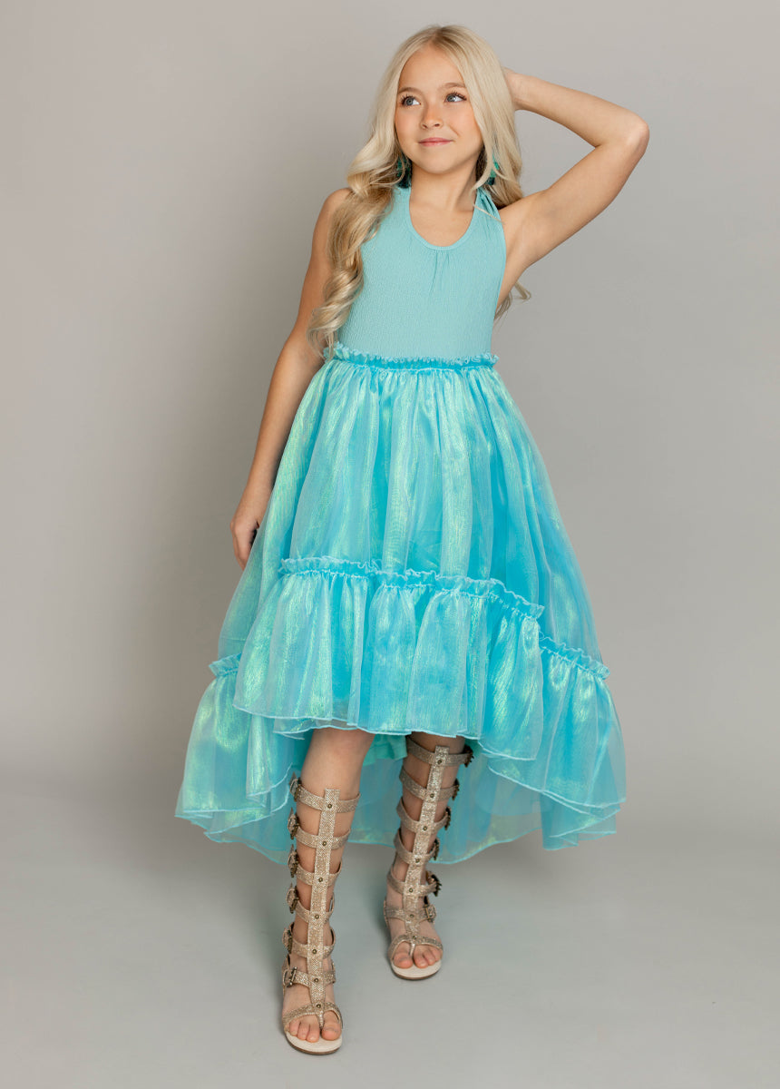 Arlette Dress in Aqua | Women's Flowy Summer Dress | Perfect for Beach Vacation, Date Night & Casual Outings