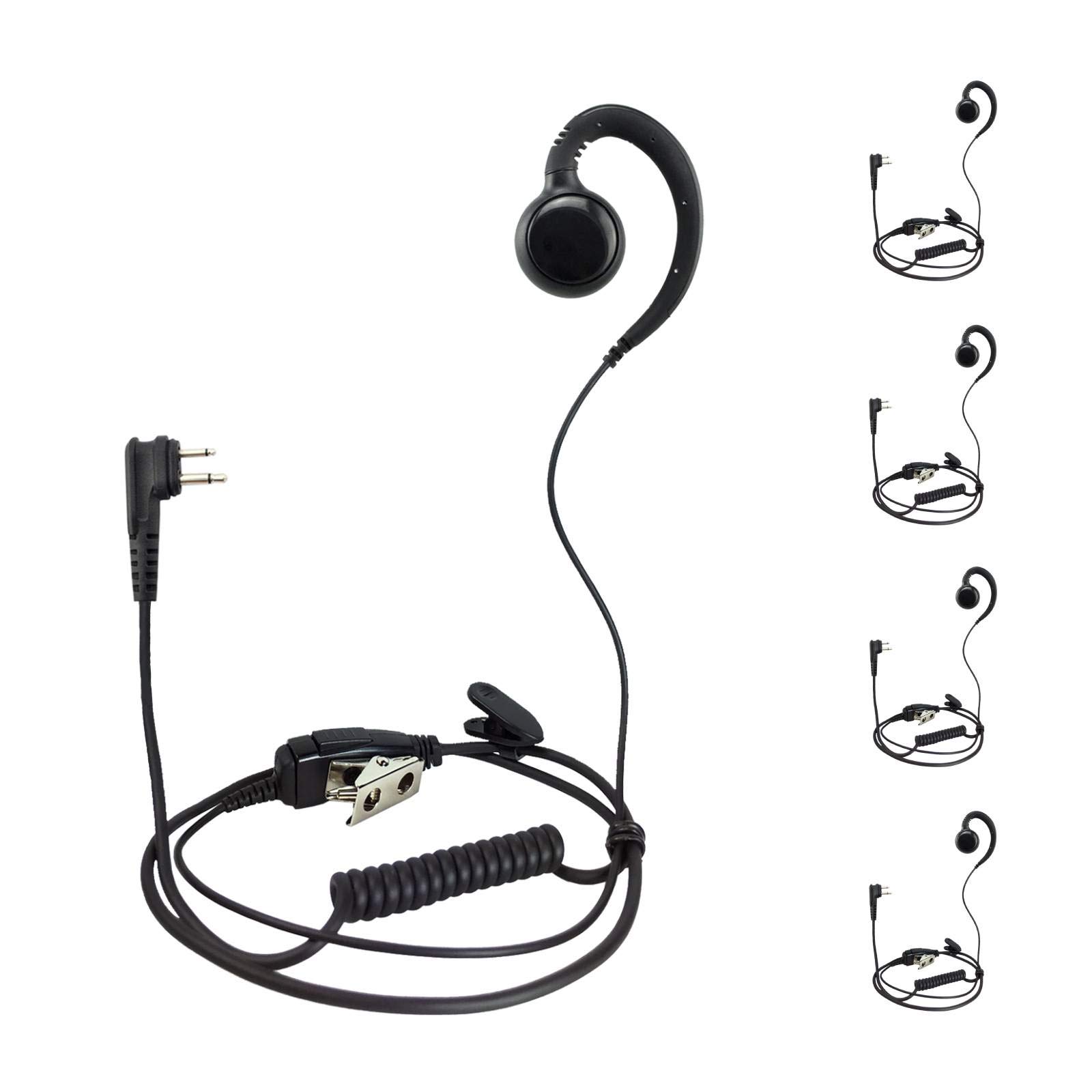 PROMAXPOWER 5-Pack Two Way Radio Swivel Headset with PTT Button - Compatible with Motorola CP150, CP200, CP450LS, RMU2080D, CLS1110 & CLS1410 - Hands-Free Communication for Security, Construction & Event Staff