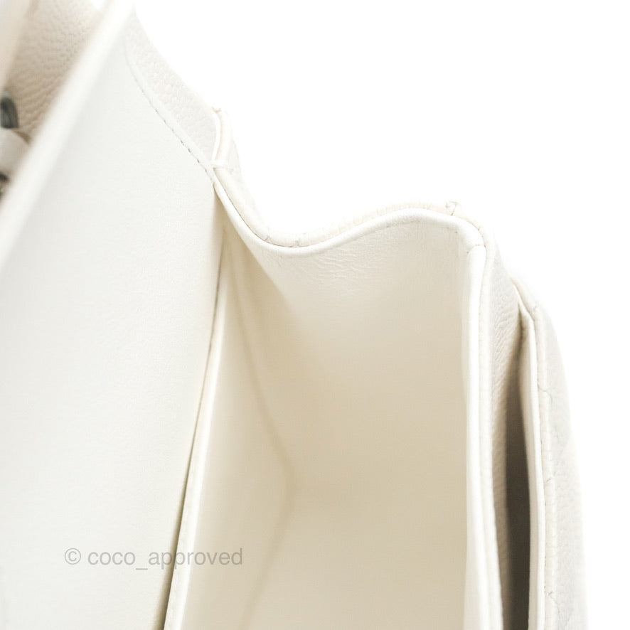 Chanel Classic Medium Double Flap Bag in White Caviar Leather with Silver Hardware - Luxury Handbag for Women, Perfect for Work, Parties & Everyday Use