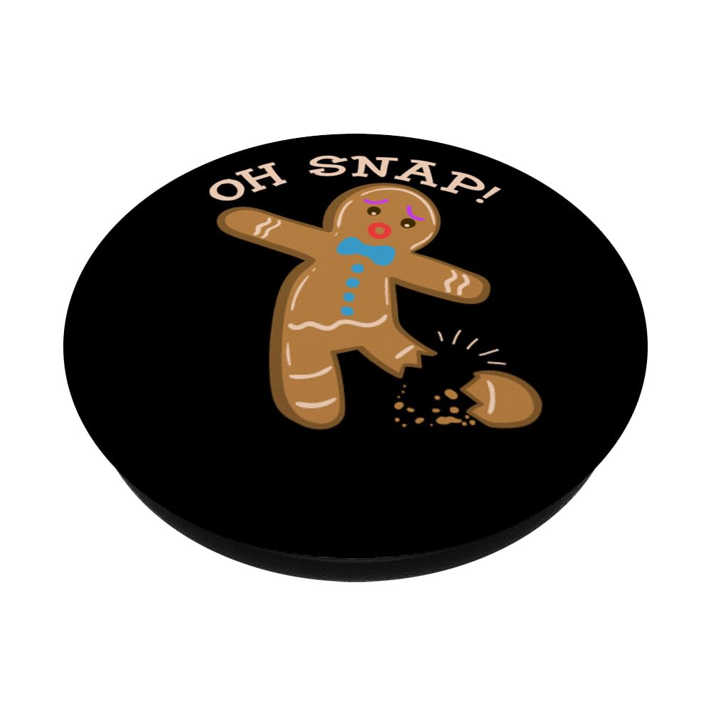 Funny Gingerbread Man Oh Snap Christmas PopSocket - Adhesive PopGrip for Phone & Tablet - Perfect Holiday Gift for Friends & Family