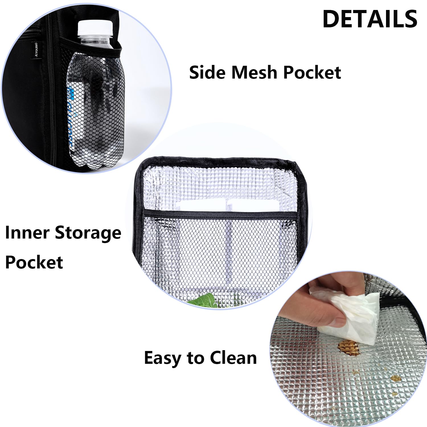 Insulated Lunch Box for Adults & Kids - Durable Black Lunch Bag for Office, School, Picnics & Travel - JLYOUNG Leakproof Meal Container for Men & Women