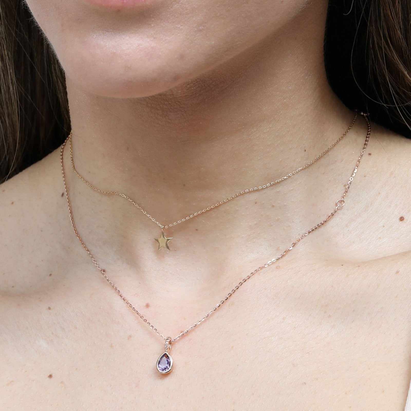 14K Rose Gold Amethyst Teardrop Pendant Necklace for Women | Elegant Purple Gemstone Jewelry Gift for Birthday, Anniversary & Valentine's Day | Perfect for Evening Wear, Date Night & Special Occasions