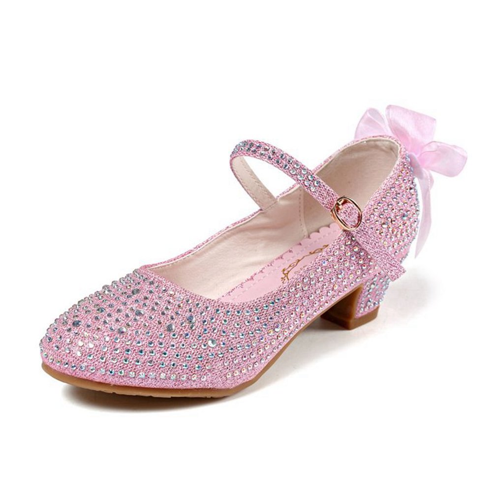 CYBLING Girls Glitter Rhinestone Mary Jane Dress Shoes - Toddler/Little Kid/Big Kid Sizes - Perfect for Birthday Parties, Weddings & Special Occasions