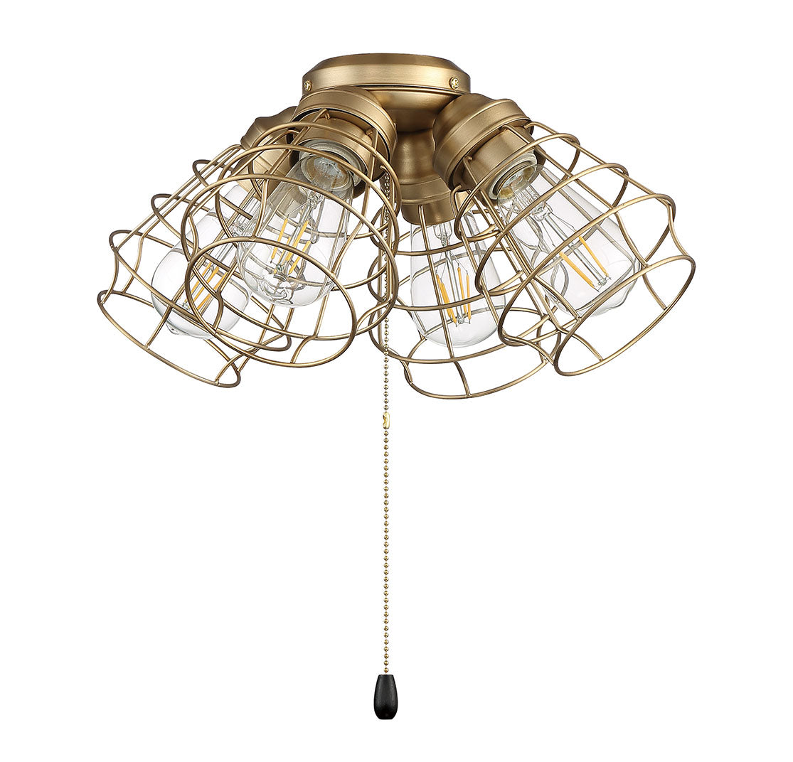 Armed LED Fan Light Kit in Satin Brass - Modern Ceiling Fan with Lights for Living Room, Bedroom & Dining Room