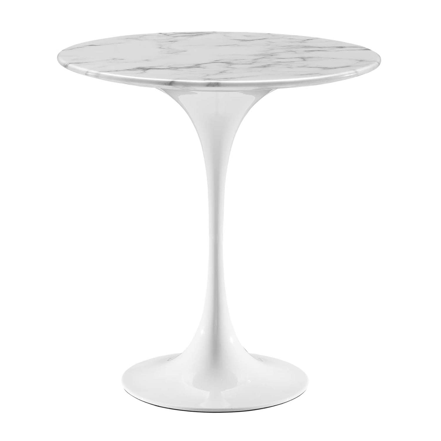 Modway Lippa Round Marble Side Table - White Finish Modern End Table for Living Room, Bedroom & Office - EEI-5680-WHI-WHI