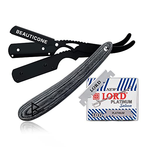 Matte Black Wooden Handle Razor with 100 Blades
