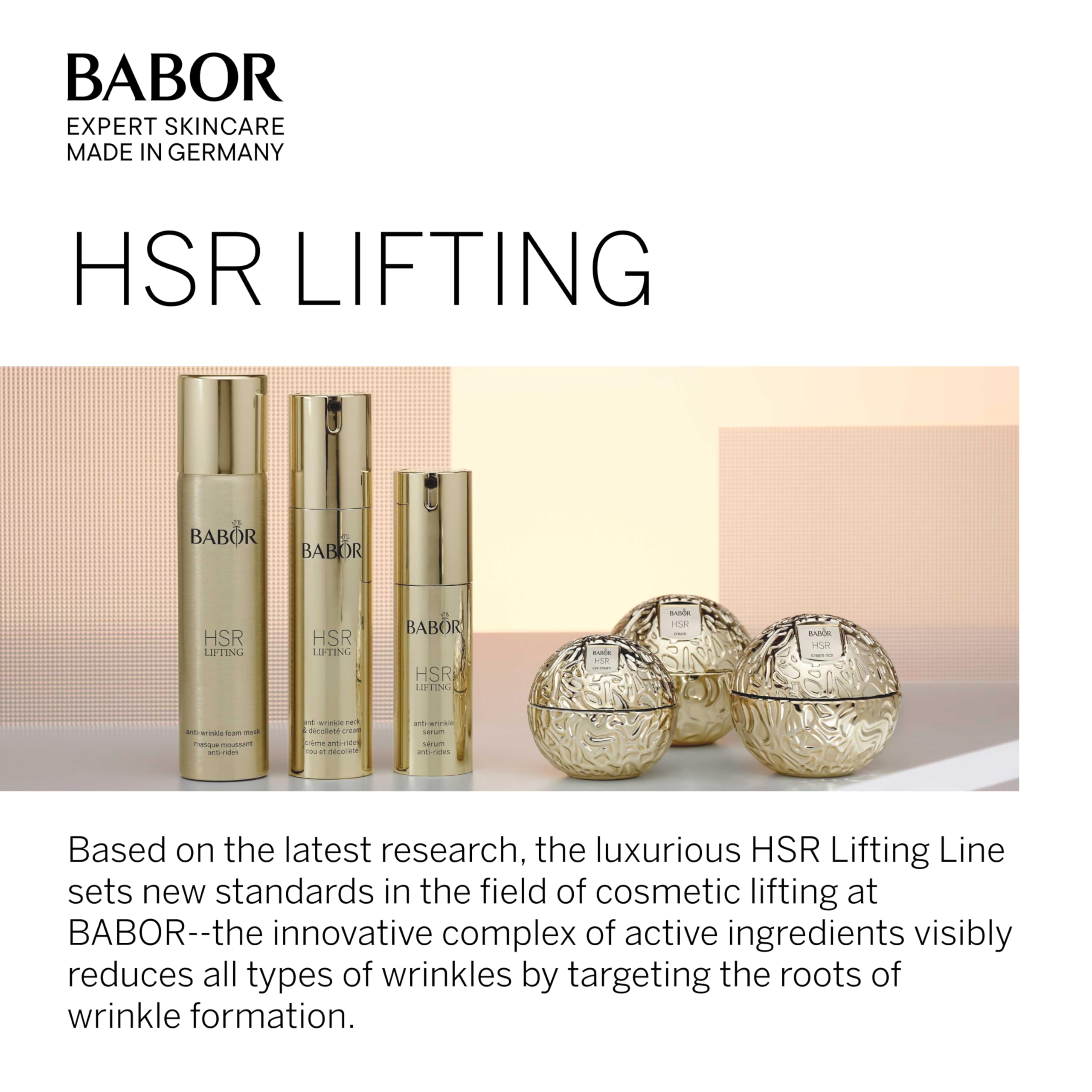 BABOR HSR Lifting Anti-Wrinkle Cream Set - Full Size & Travel Size Duo for Face & Neck - Perfect for Daily Skincare Routine & Travel Essentials