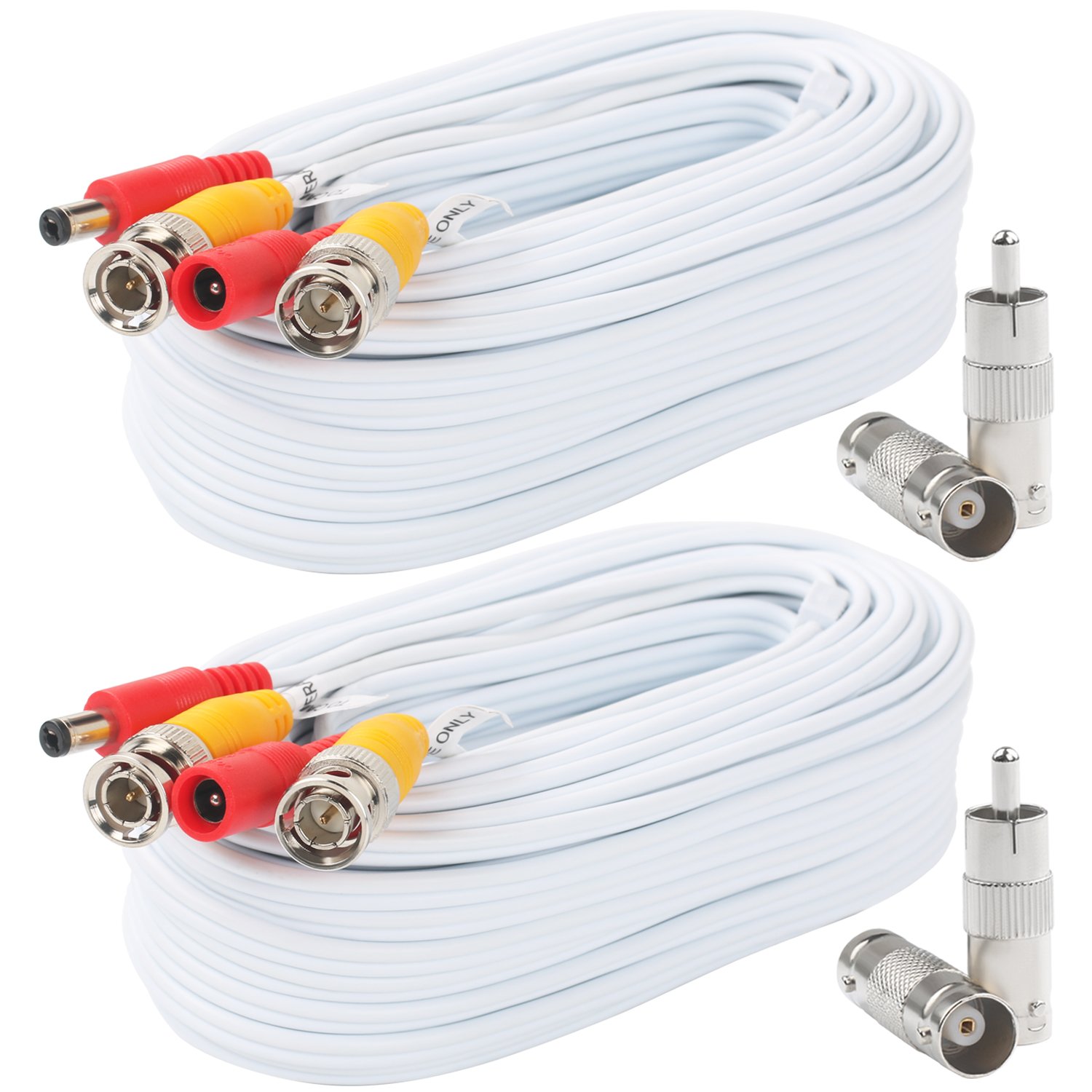 Postta BNC Video Power Cable 50ft (2 Pack) for CCTV DVR Surveillance System - Outdoor Security Camera Setup