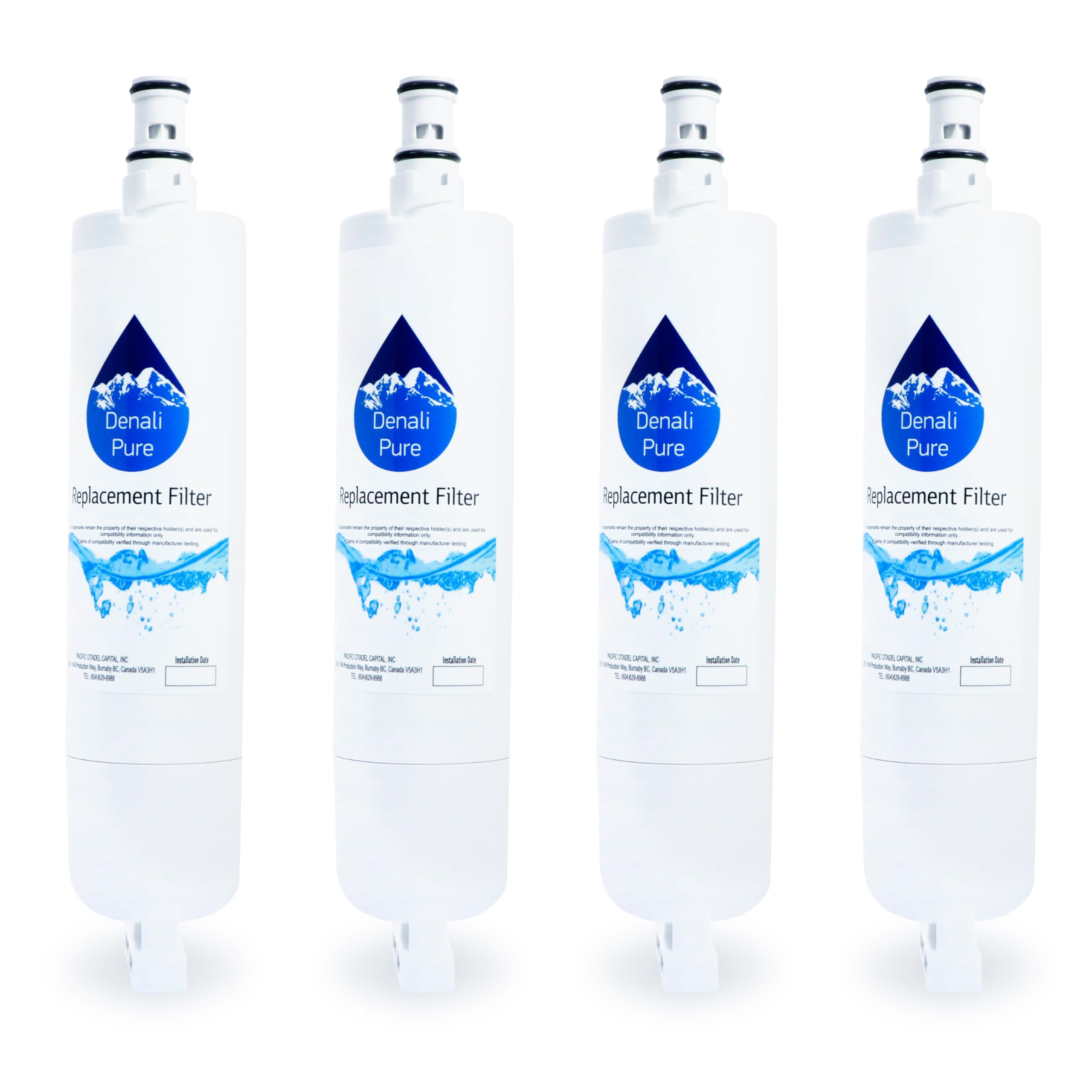 4-Pack Whirlpool GC5SHGXLB01 Refrigerator Water Filter Replacement - Compatible with Whirlpool 4396508, 4396510 Fridge Filters | Clean & Safe Drinking Water for Home, Office & RV Use