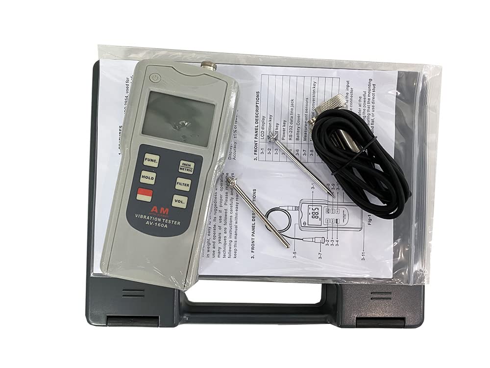 Digital Vibration Tester Meter - Portable Vibrometer with Piezoelectric Accelerometer for Mechanical Vibration Measurement | On-Site Industrial Equipment Monitoring & Machine Maintenance Tool