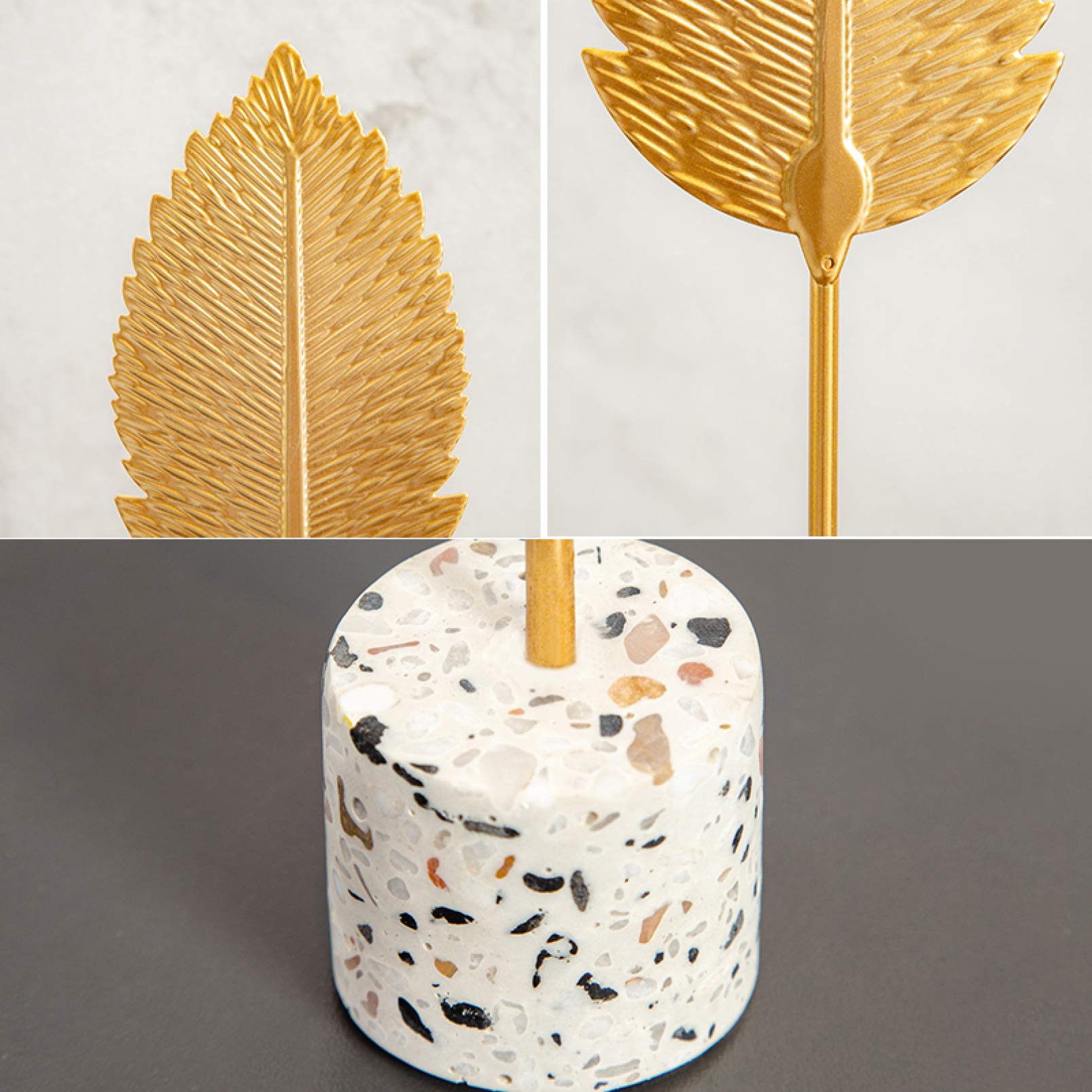 KKONION Nordic Golden Leaf Statue - Modern Metal Flower Sculpture, Contemporary Art Plant Figurine for Home & Office Decor - Perfect for Bookshelf, TV Stand, Desk & Living Room Décor