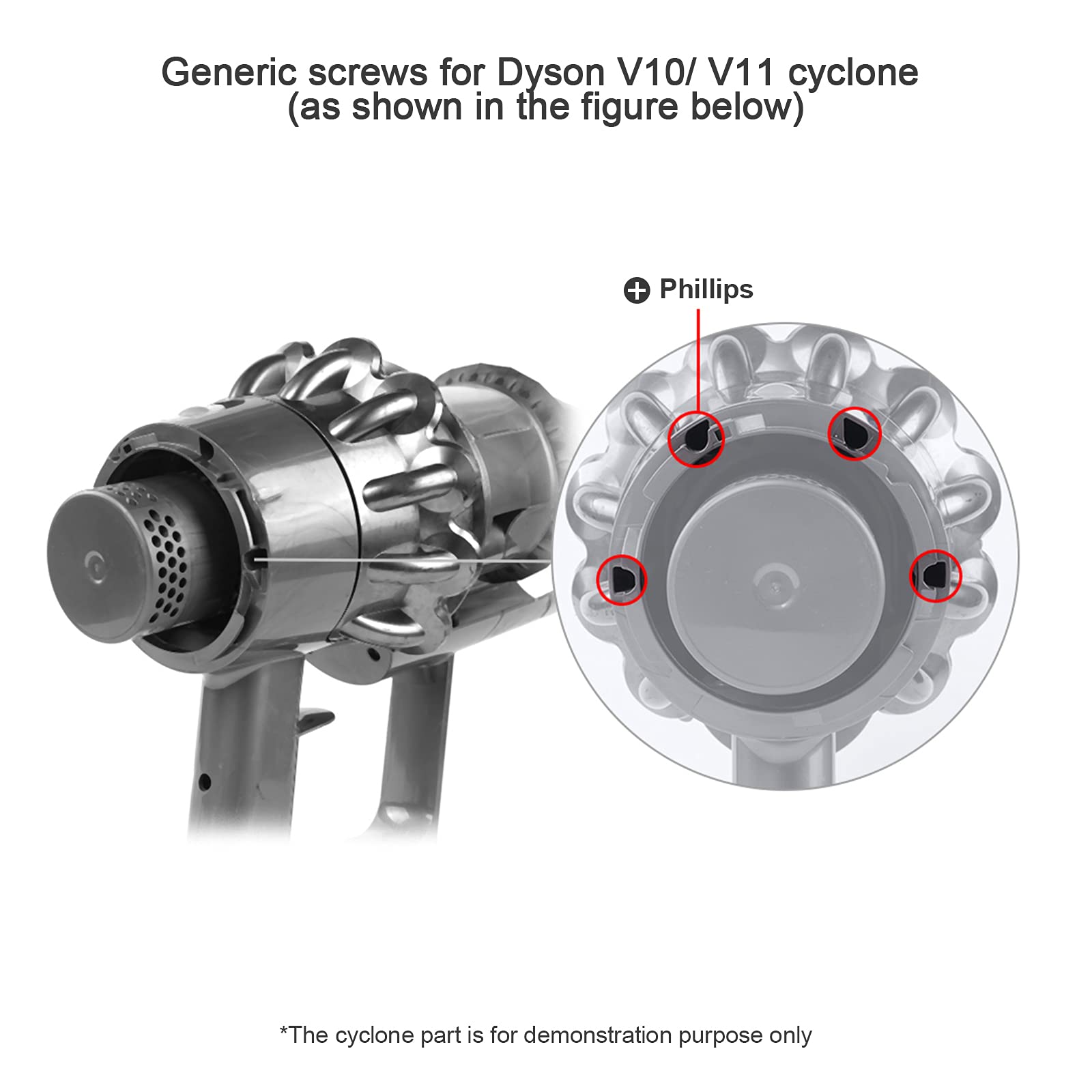 Dyson V10 V11 SV12 SV14 SV15 Vacuum Cleaner Cyclone Back Screws Replacement - 4 Pack (0.62 Inch Length) - Compatible with Dyson Stick Vacuums for Easy Home Cleaning & Maintenance